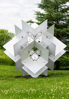 Philosopher's Stone - contemporary, aluminum, stainless steel, outdoor sculpture
