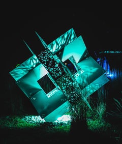 Philosopher's Stone - contemporary, aluminum, stainless steel, outdoor sculpture