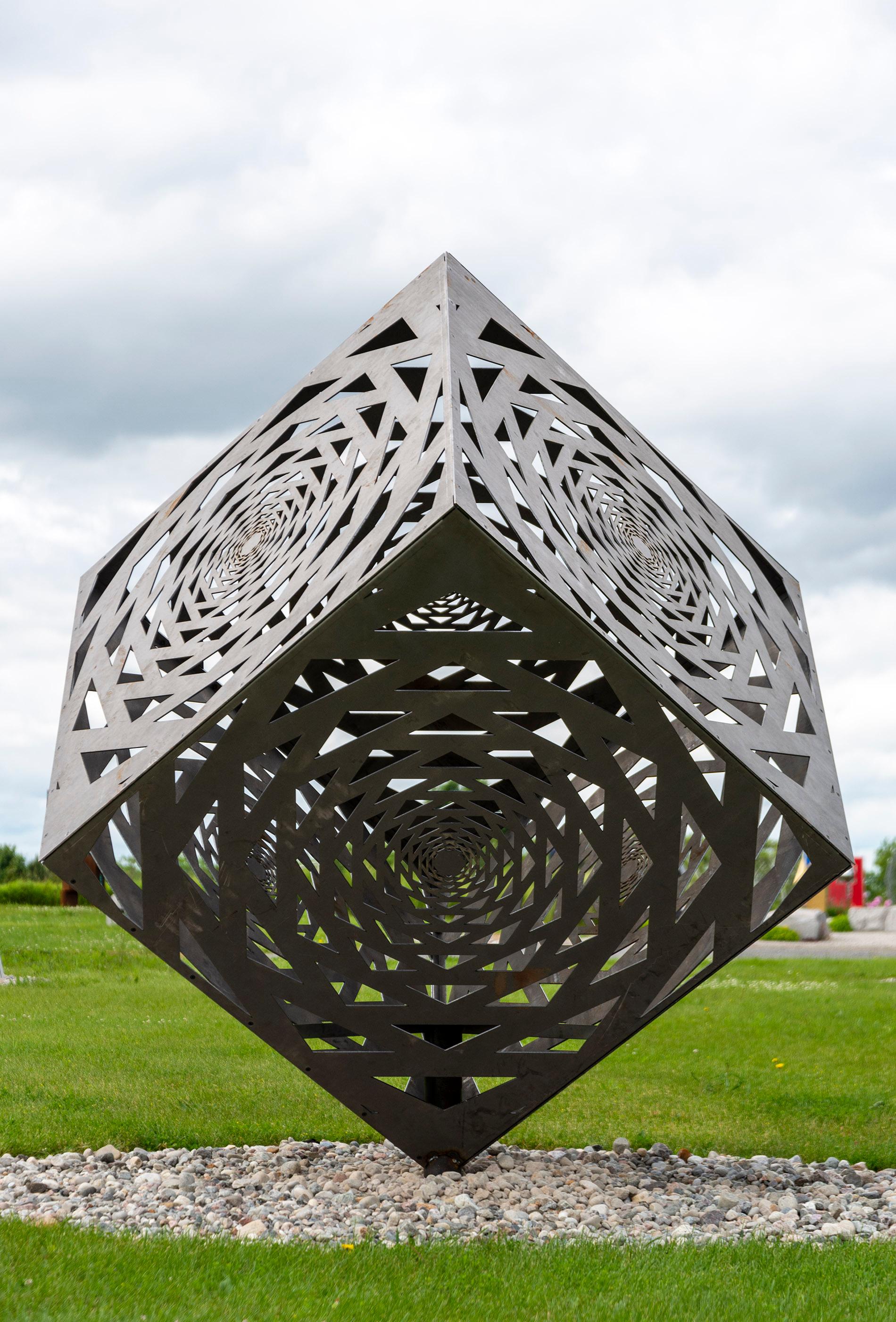 Terra - large, geometric abstract, contemporary, mild steel, outdoor sculpture - Contemporary Sculpture by Jah Qube