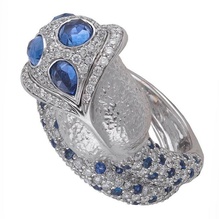 Contemporary Jahan a Sapphire and Diamond Dress Ring For Sale