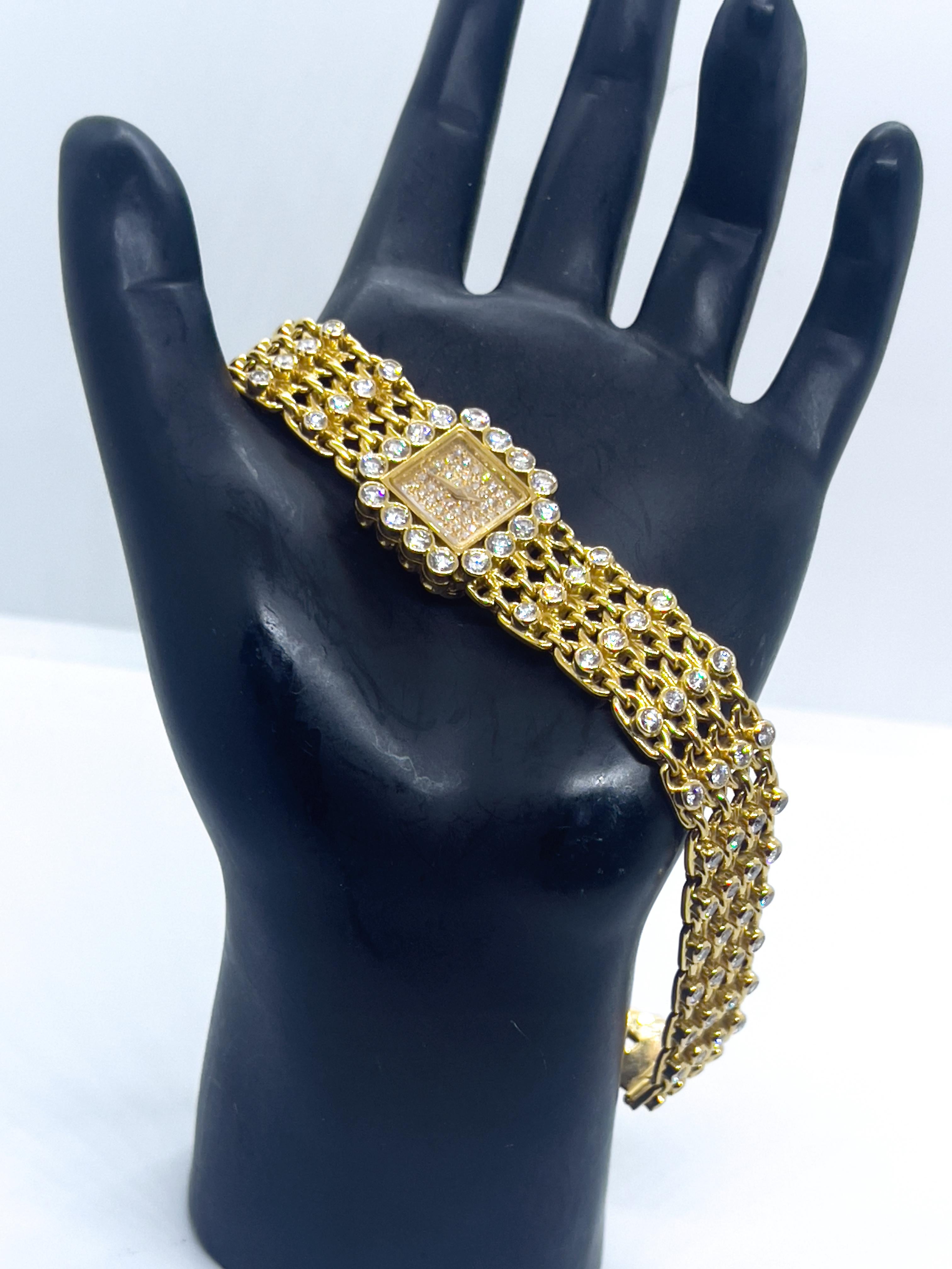 Taille brillant Jahan Geneve Montre pour femme en or jaune 18 carats et diamants  en vente