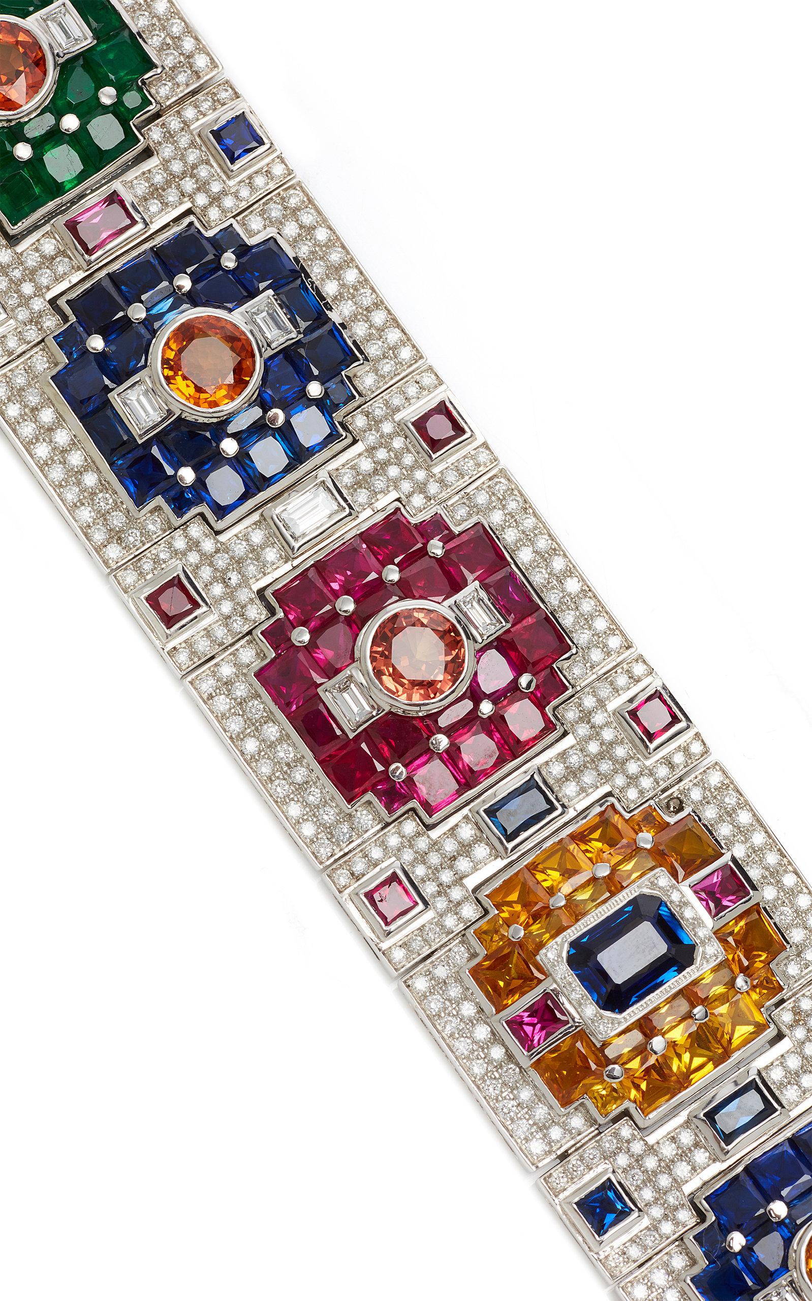 Jahan Multi-Color Precious Stone and Diamond Bracelet In Excellent Condition In New York, NY