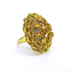 Jahan Yellow Sapphires Brilliant Cut Diamonds Dandelion Flower Cocktail Ring