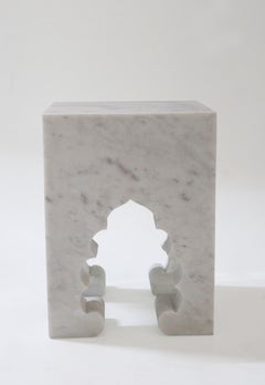 Jahangir II Side Table in White Marble by Paul Mathieu for Stephanie Odegard