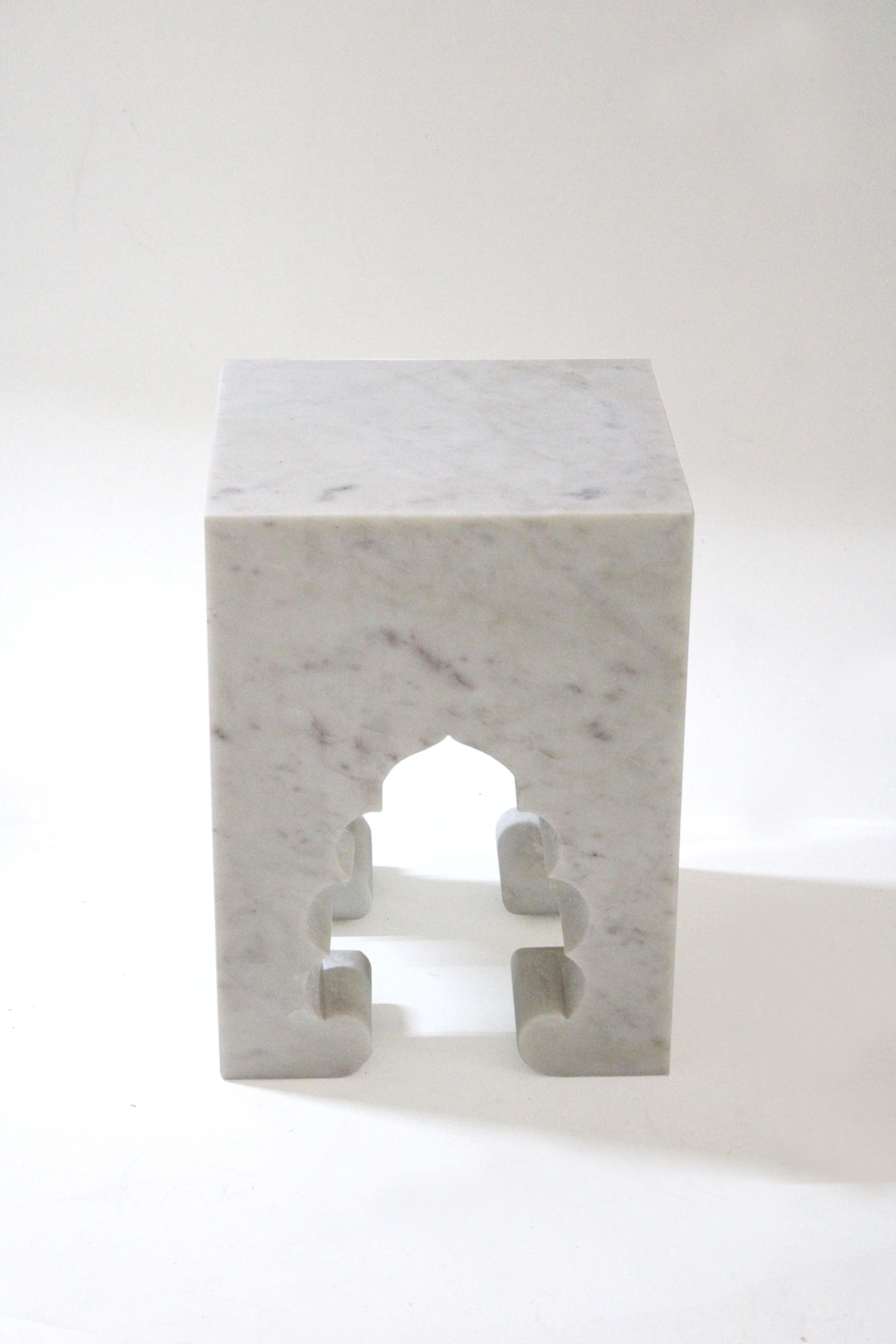 Other Jahangir II Side Table in White Marble by Paul Mathieu for Stephanie Odegard For Sale