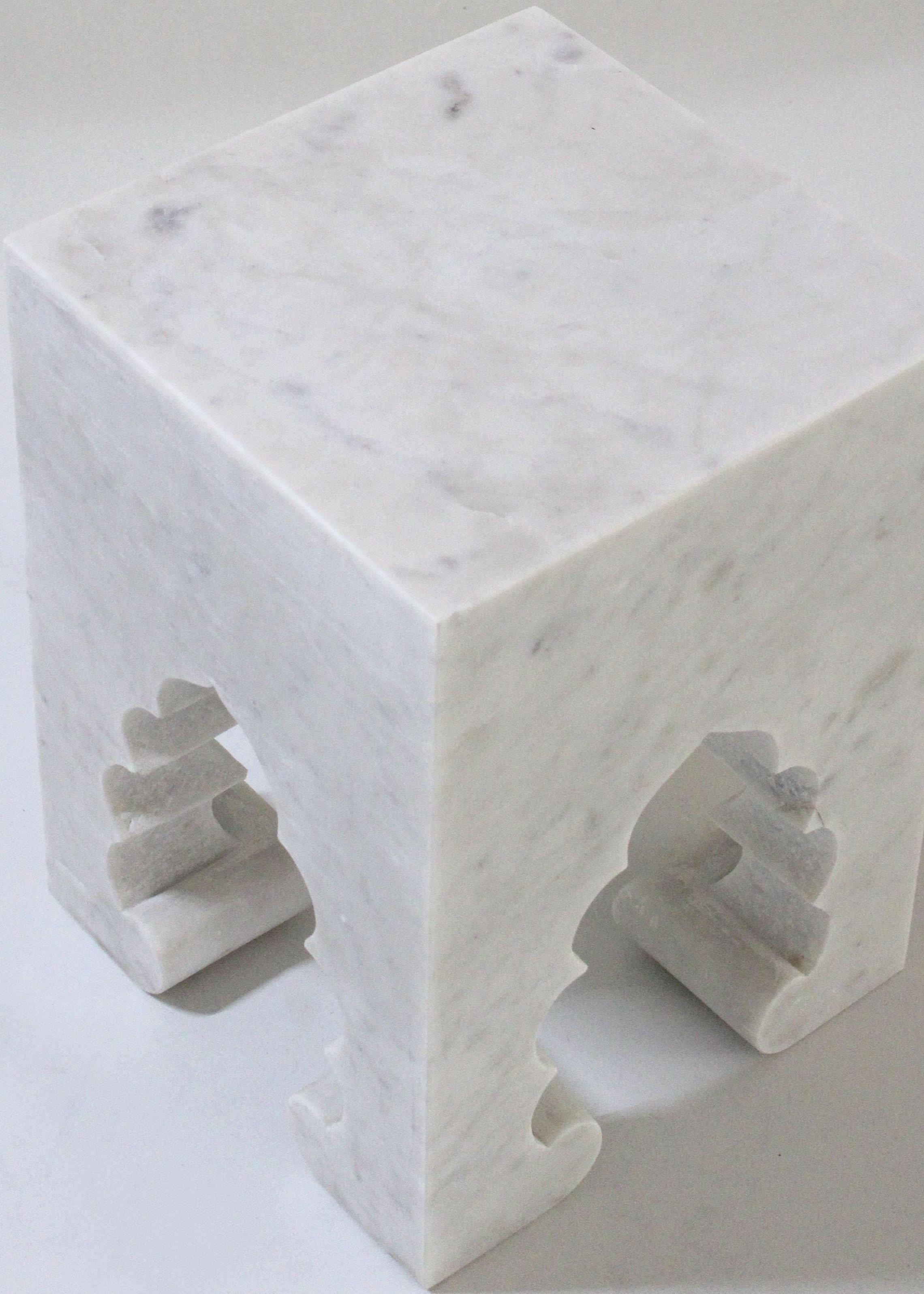 Contemporary Jahangir II Side Table in White Marble by Paul Mathieu for Stephanie Odegard For Sale