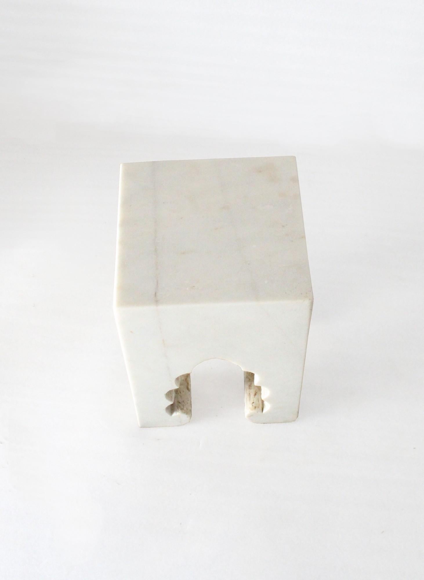 Other Jahangir II Side Table in White Marble by Paul Mathieu for Stephanie Odegard For Sale