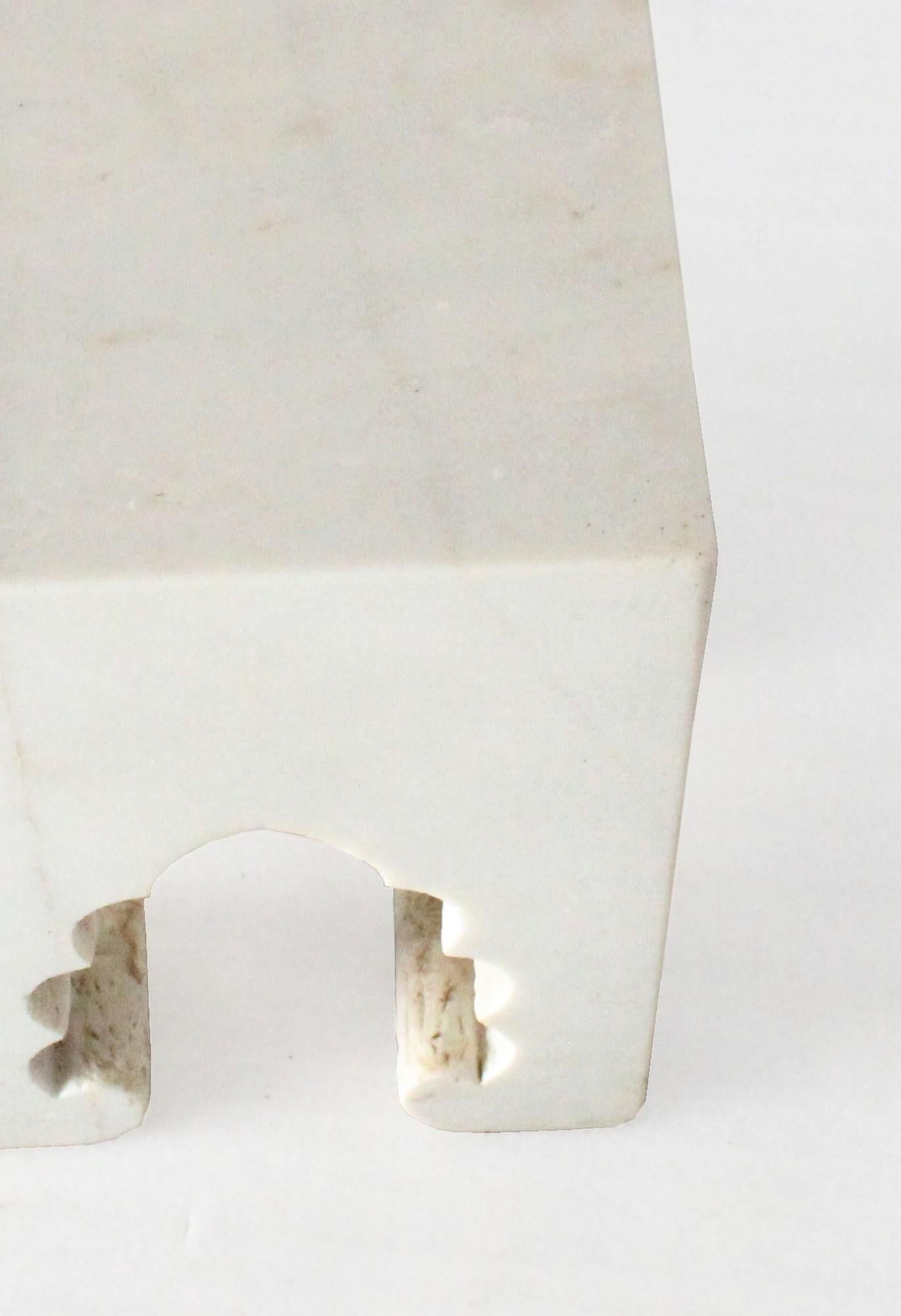 Indian Jahangir II Side Table in White Marble by Paul Mathieu for Stephanie Odegard For Sale