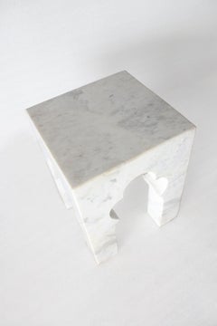 Jahangir Side Table in White Marble by Paul Mathieu for Stephanie Odegard