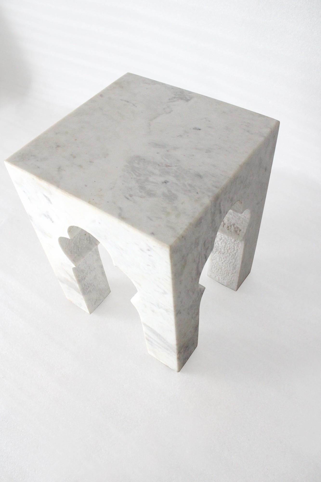 Other Jahangir Side Table in White Marble by Paul Mathieu for Stephanie Odegard For Sale