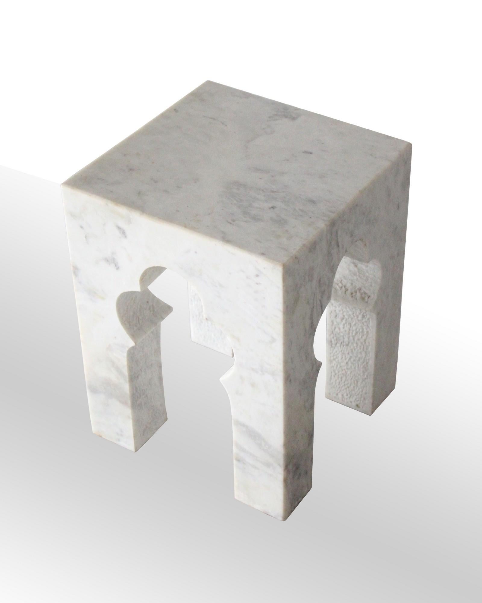 Contemporary Jahangir Side Table in White Marble by Paul Mathieu for Stephanie Odegard For Sale