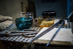 JAI amber bowl with platinum rim and hematite stone, by Giberto Venezia