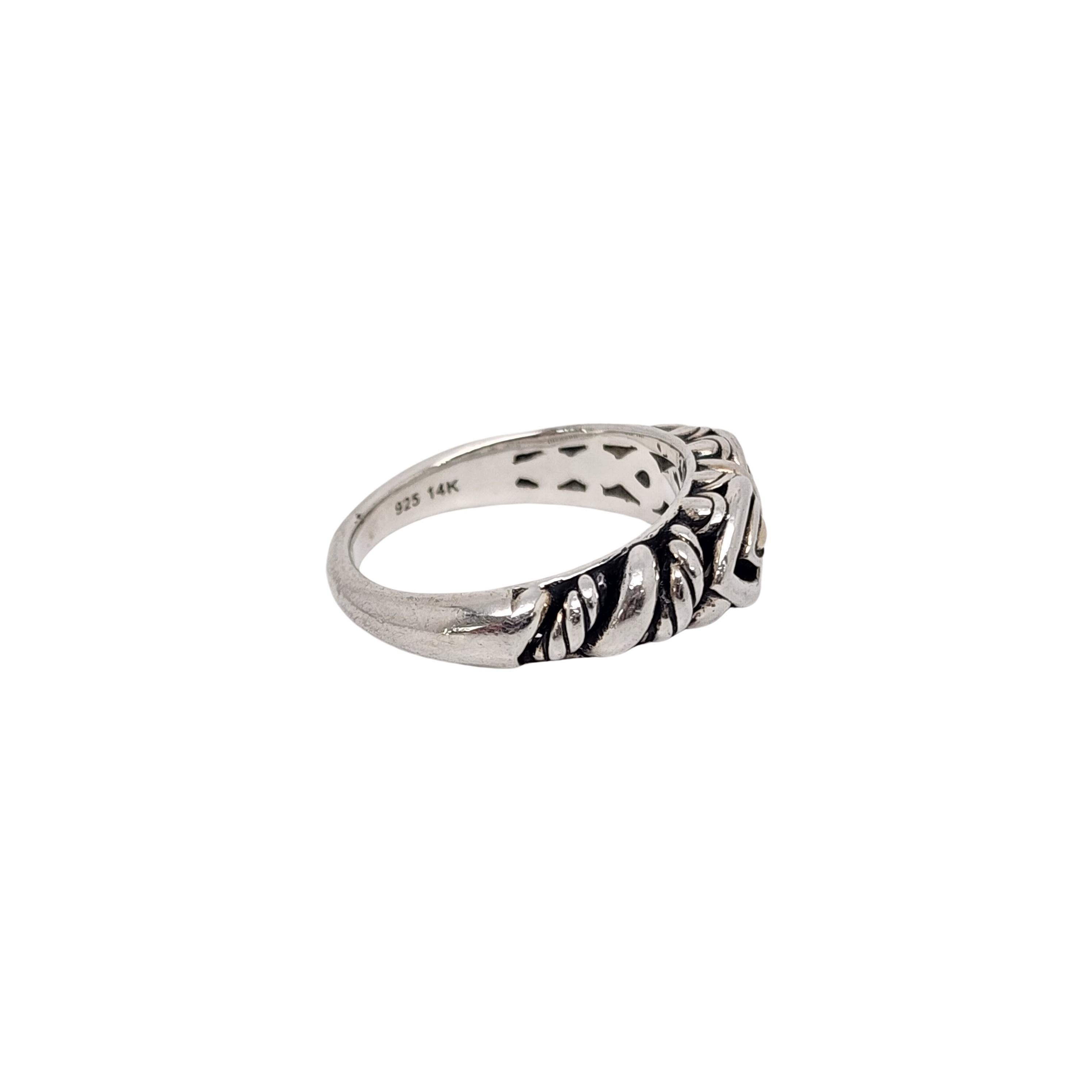Women's JAI by John Hardy Sterling Silver 14K Gold Teardrop Band Ring Size 6 1/2 #15954