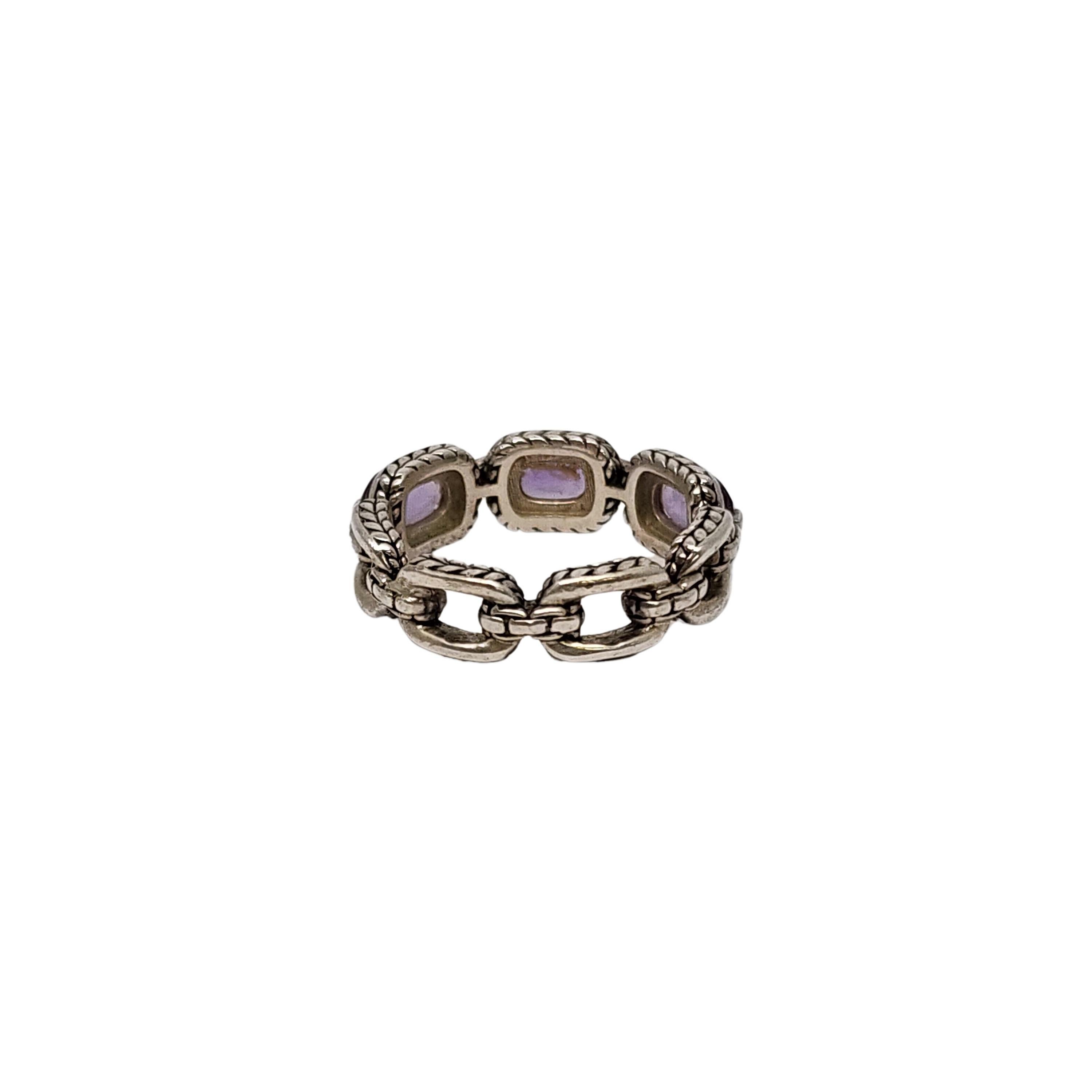 Oval Cut JAI by John Hardy Sterling Silver Amethyst Status Link Ring Size 6 #17362