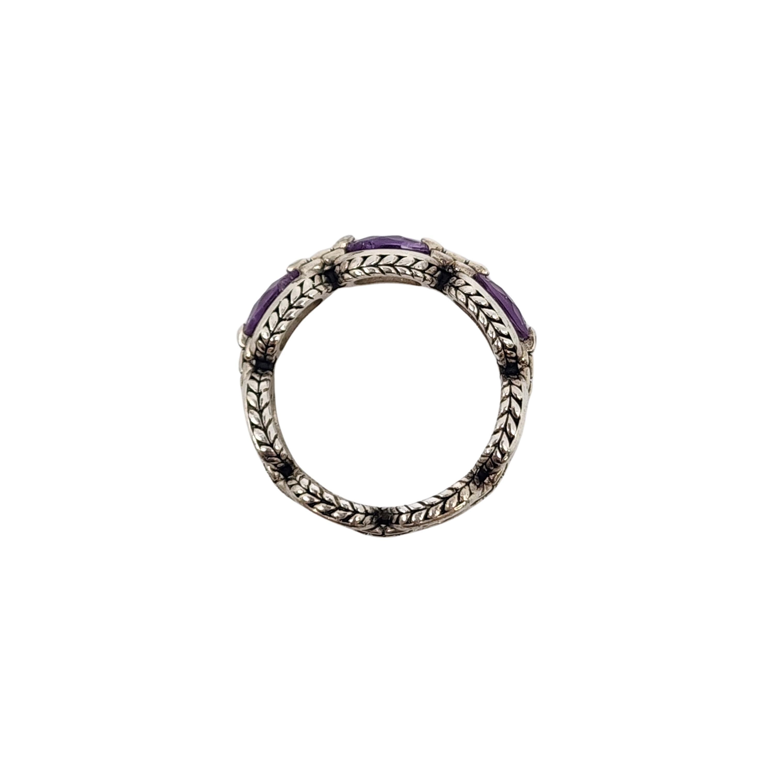 JAI by John Hardy Sterling Silver Amethyst Status Link Ring Size 6 #17362 In Good Condition In Washington Depot, CT
