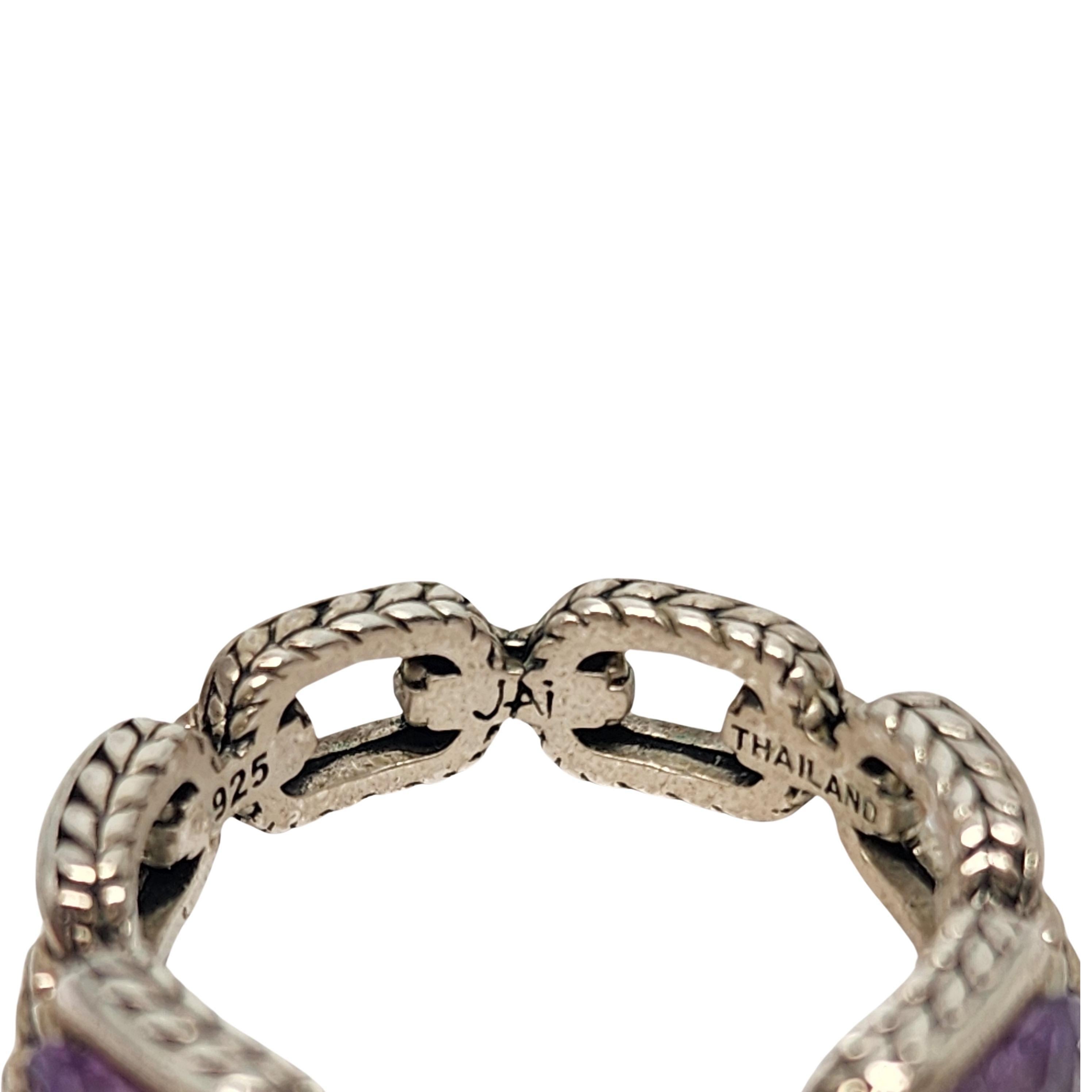 JAI by John Hardy Sterling Silver Amethyst Status Link Ring Size 6 #17362 1