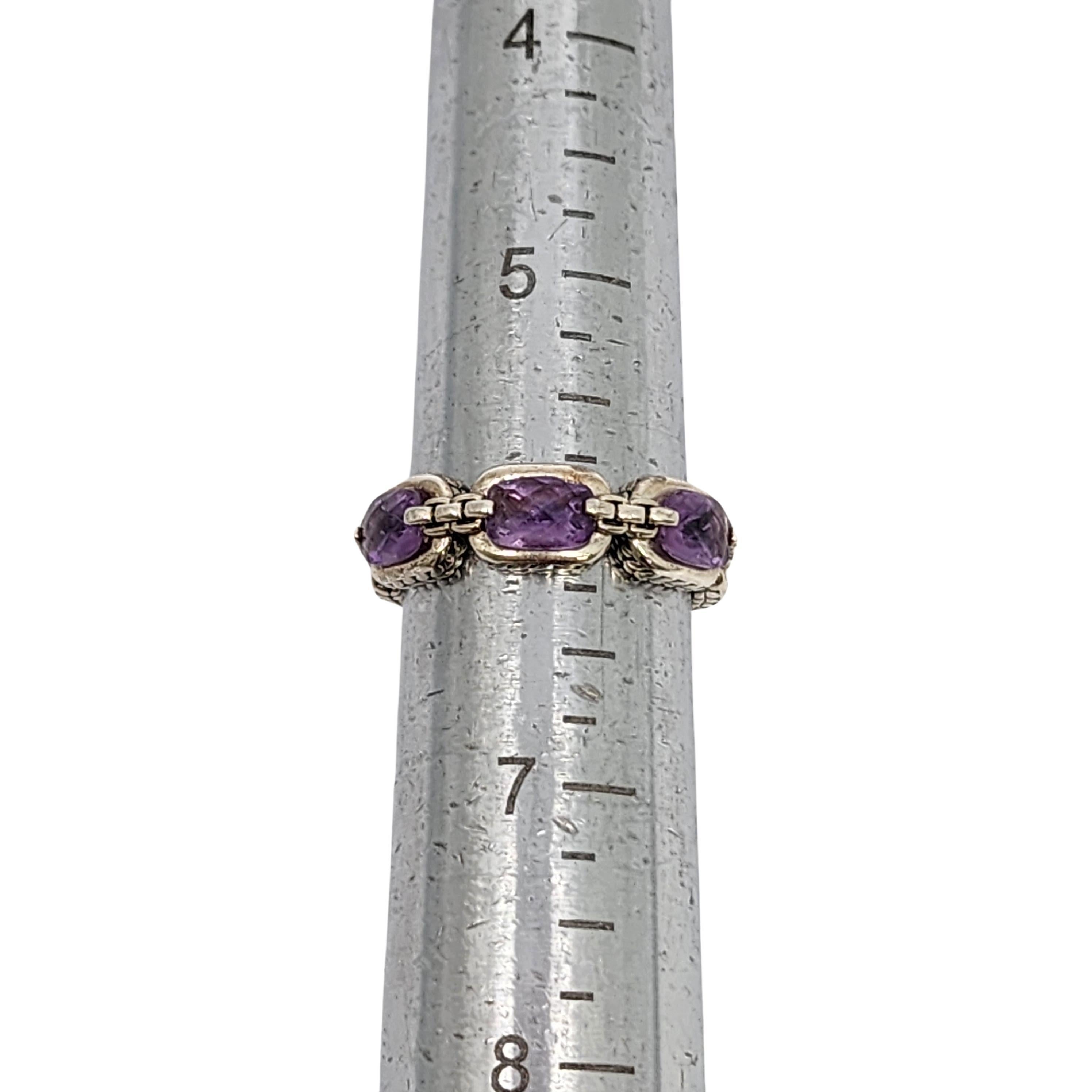 JAI by John Hardy Sterling Silver Amethyst Status Link Ring Size 6 #17362 2