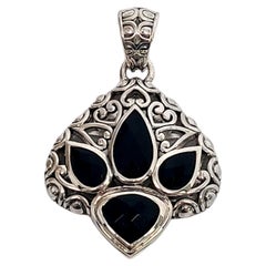 Vintage JAI by John Hardy Sterling Silver Black Spinel Pendant/Enhancer