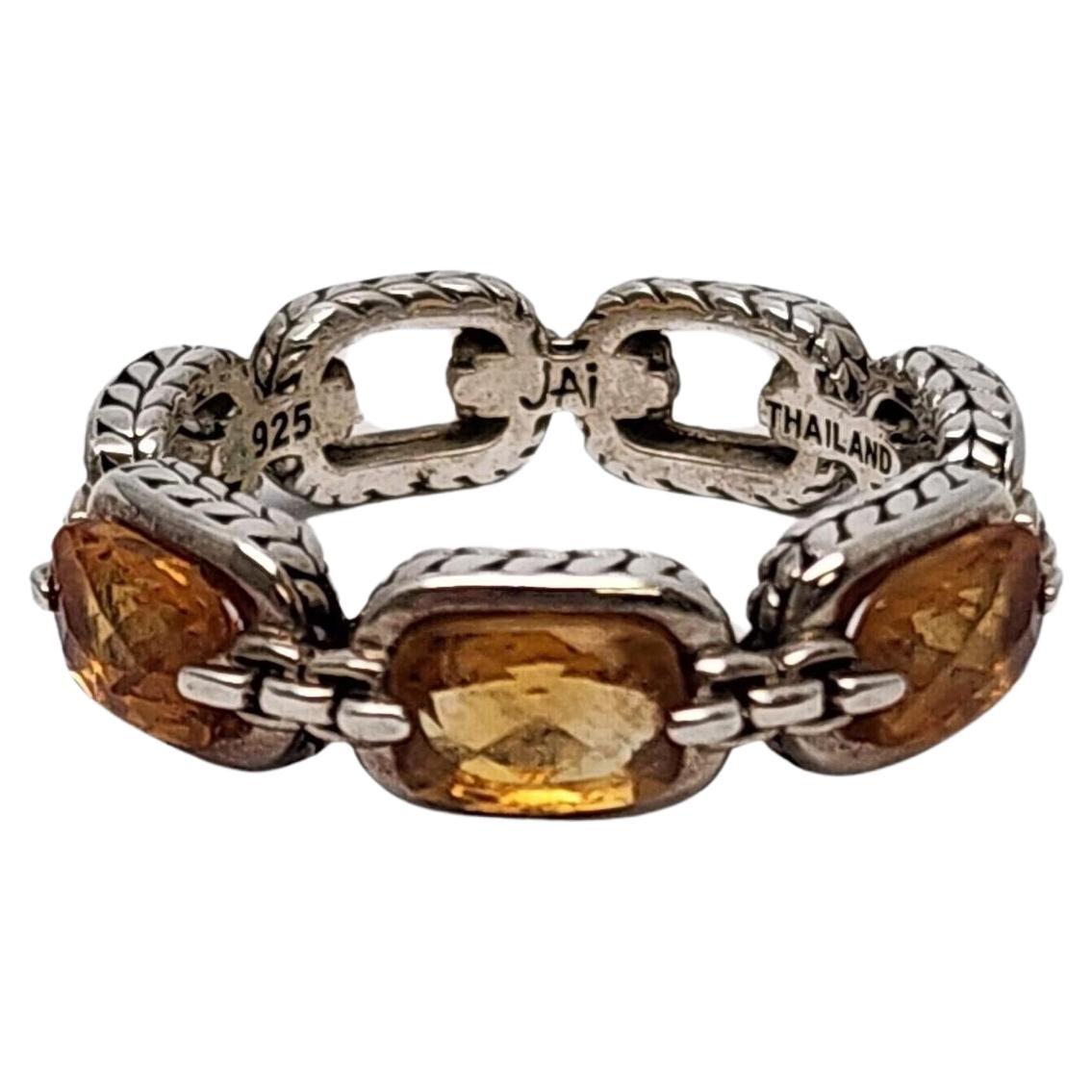 JAI by John Hardy Sterling Silver Citrine Status Link Ring Size 6 #17361
