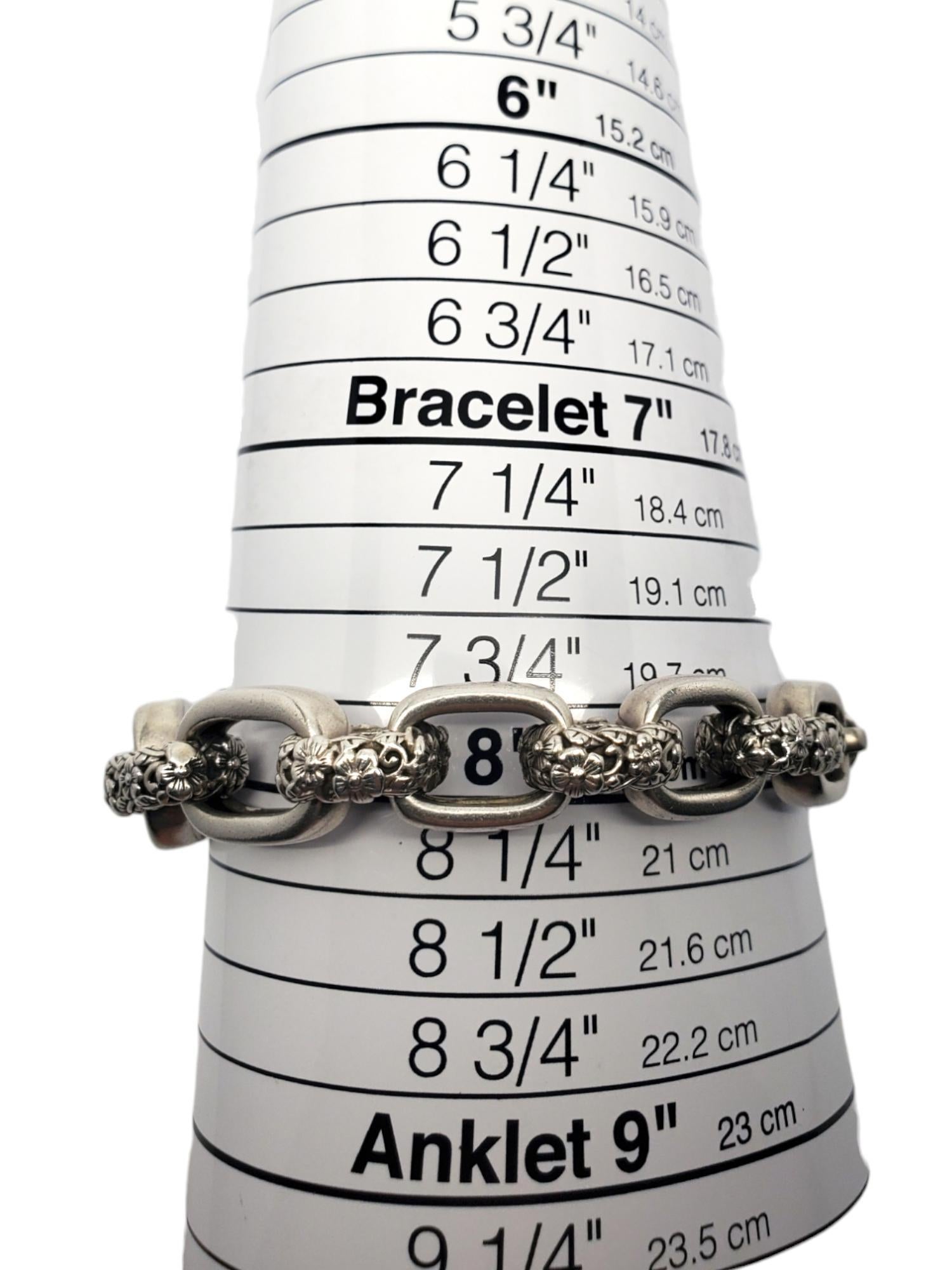 JAI by John Hardy Sterling Silver Floral Textured Link Bracelet #20558 6