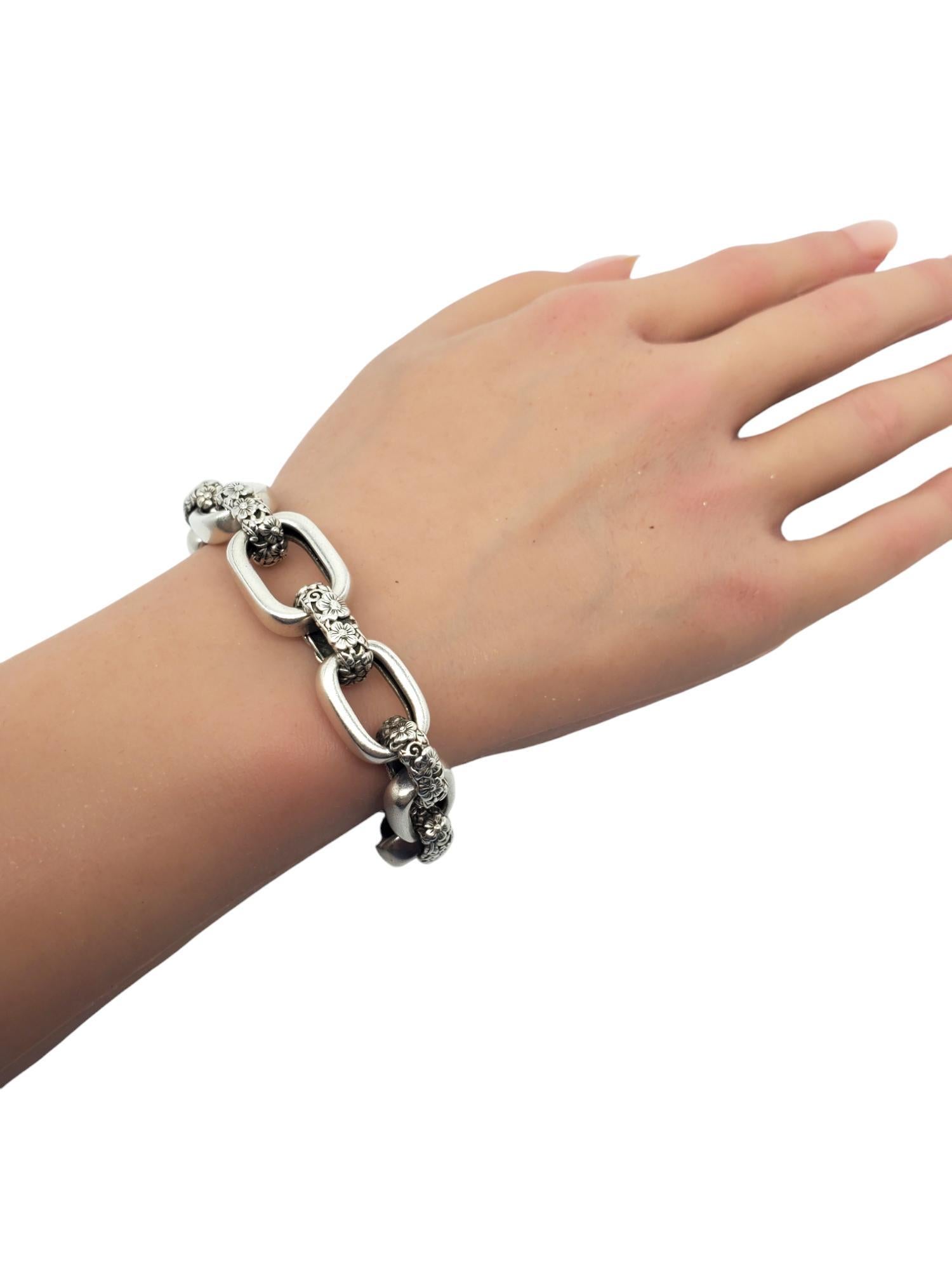 JAI by John Hardy Sterling Silver Floral Textured Link Bracelet #20558 7
