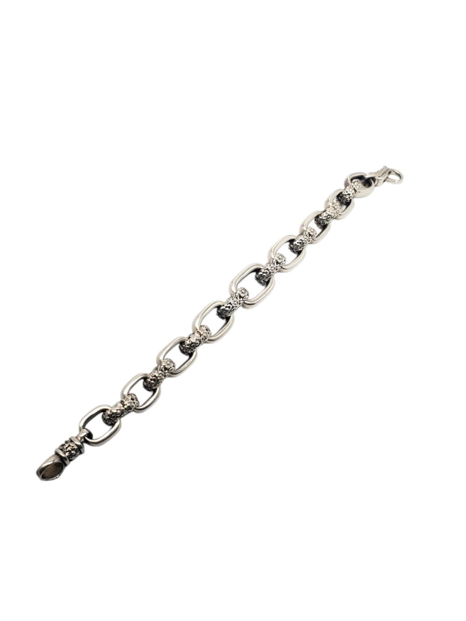 Women's JAI by John Hardy Sterling Silver Floral Textured Link Bracelet #20558