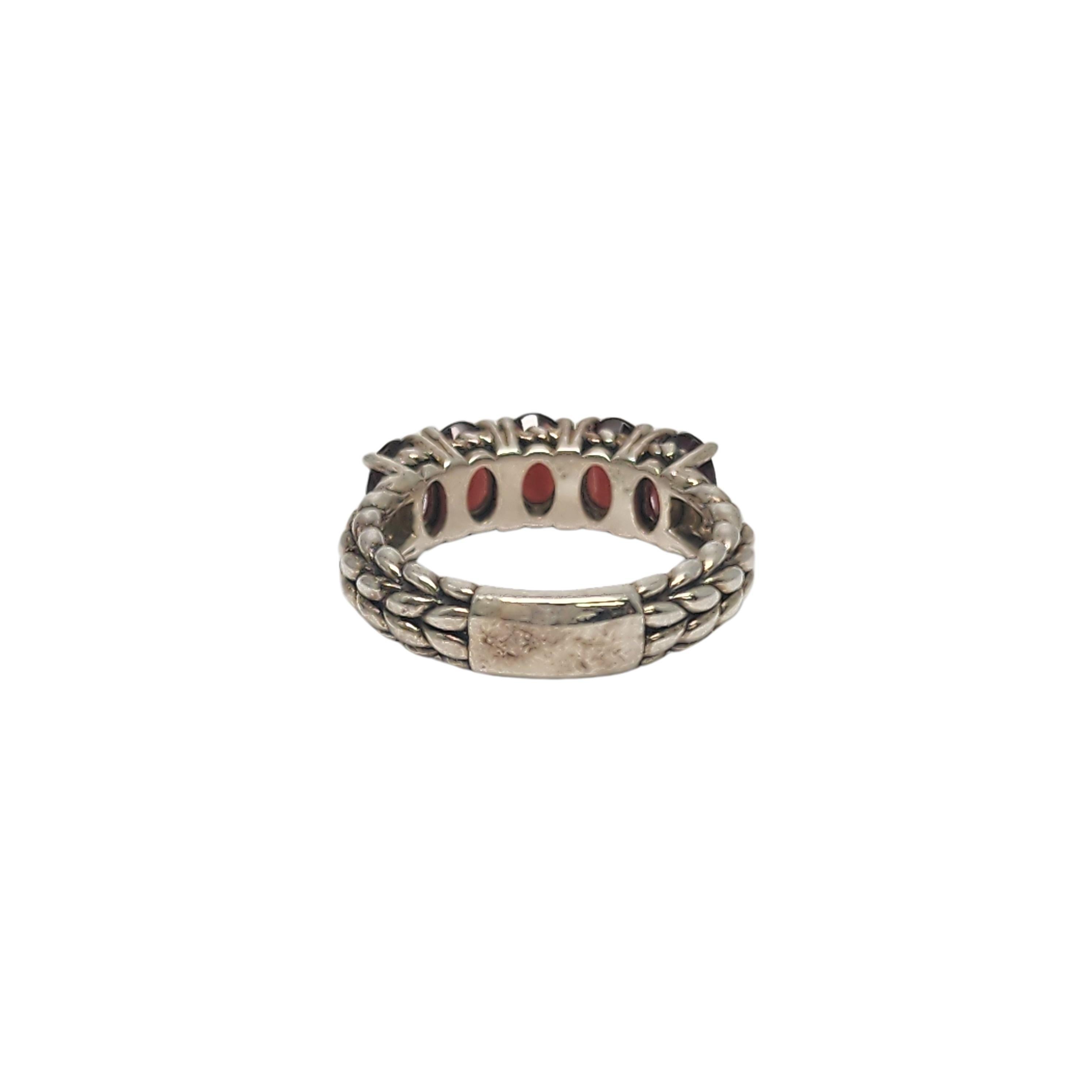 Oval Cut JAI by John Hardy Sterling Silver Garnet Basketwave Ring Size 6 #17360