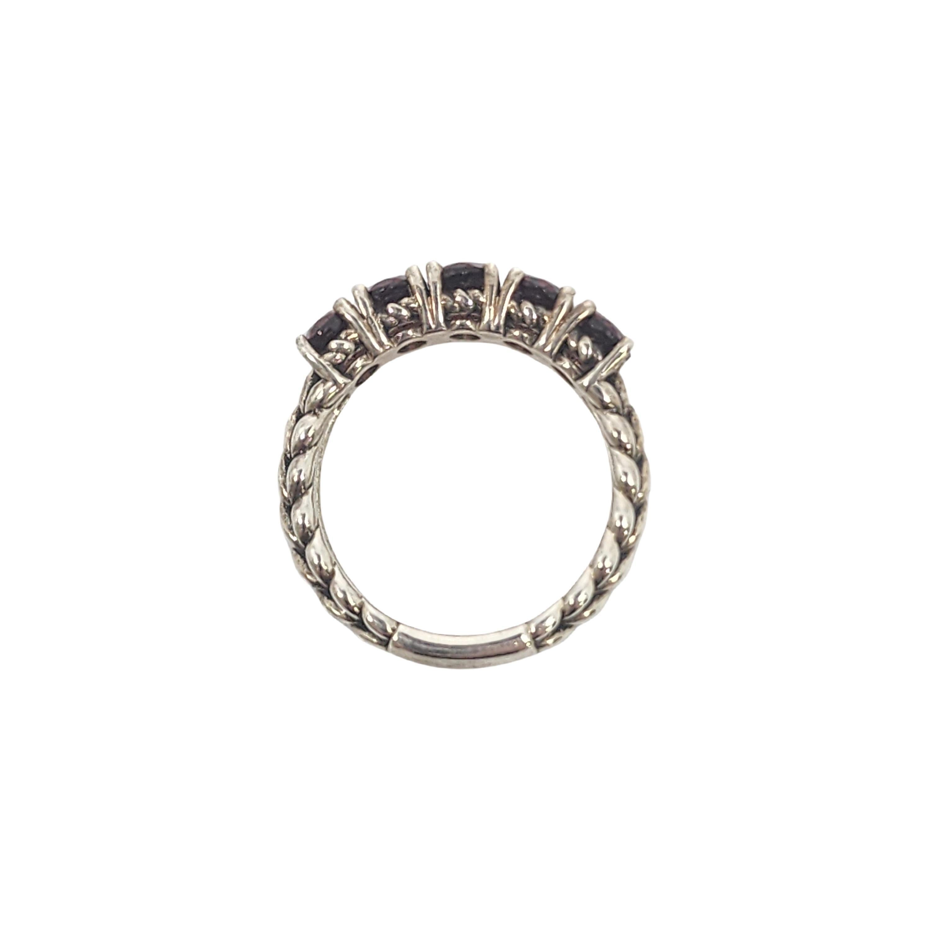Women's JAI by John Hardy Sterling Silver Garnet Basketwave Ring Size 6 #17360