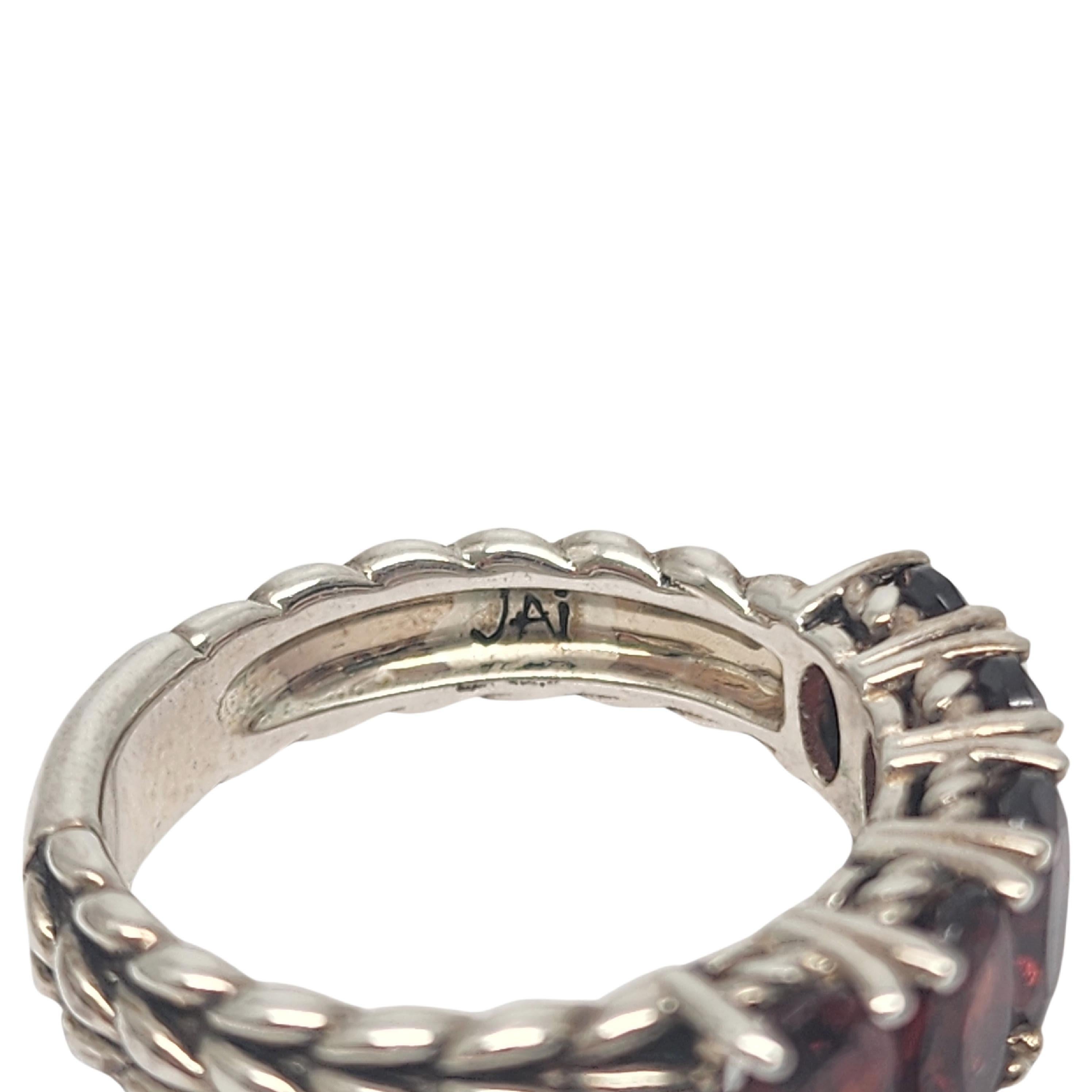 JAI by John Hardy Sterling Silver Garnet Basketwave Ring Size 6 #17360 2