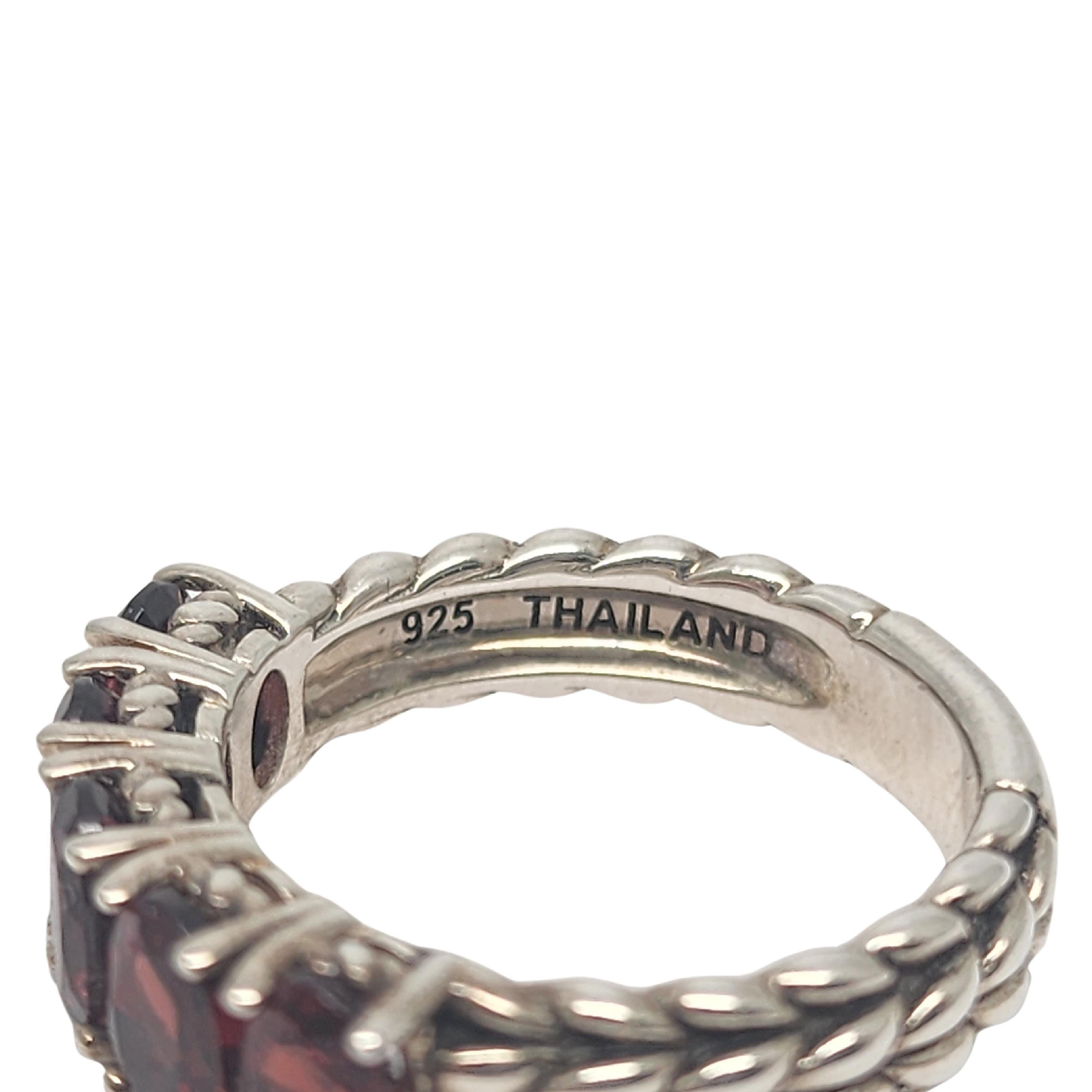 JAI by John Hardy Sterling Silver Garnet Basketwave Ring Size 6 #17360 3