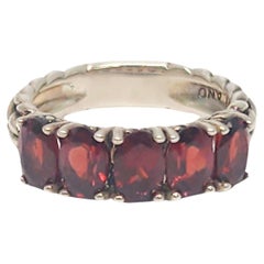 Vintage JAI by John Hardy Sterling Silver Garnet Basketwave Ring Size 6 #17360