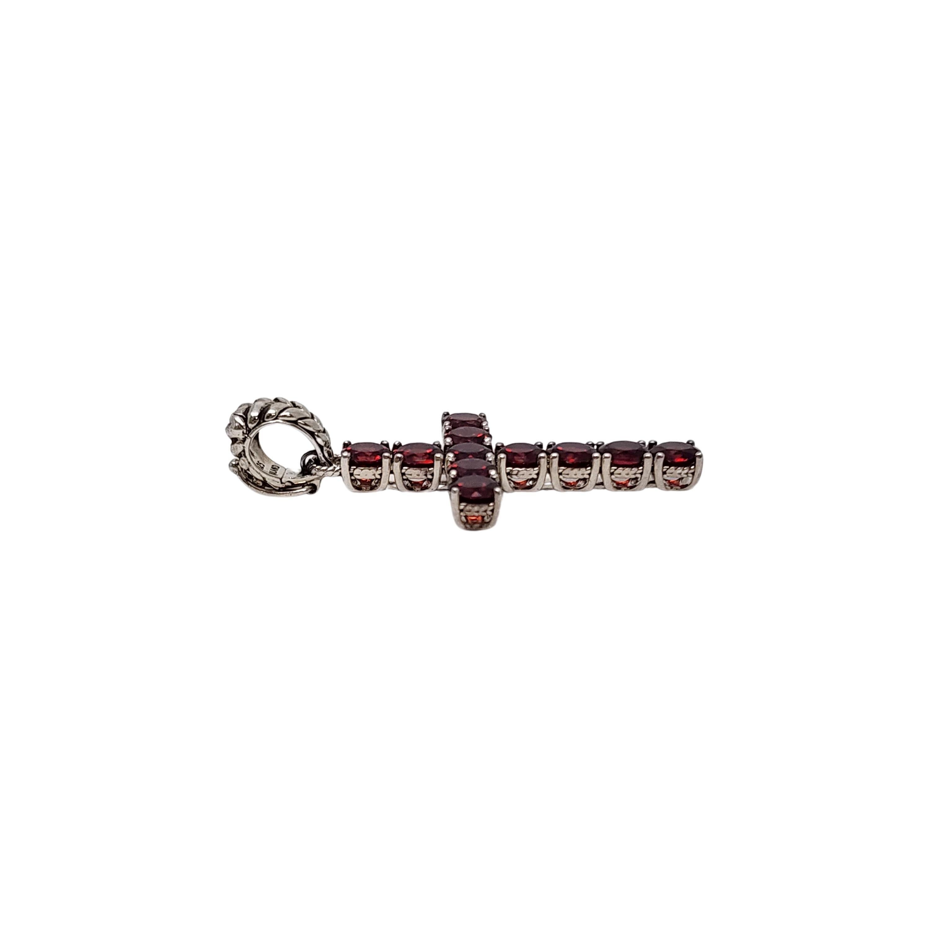 Round Cut JAI by John Hardy Sterling Silver Garnet Cross Enhancer Pendant #17363