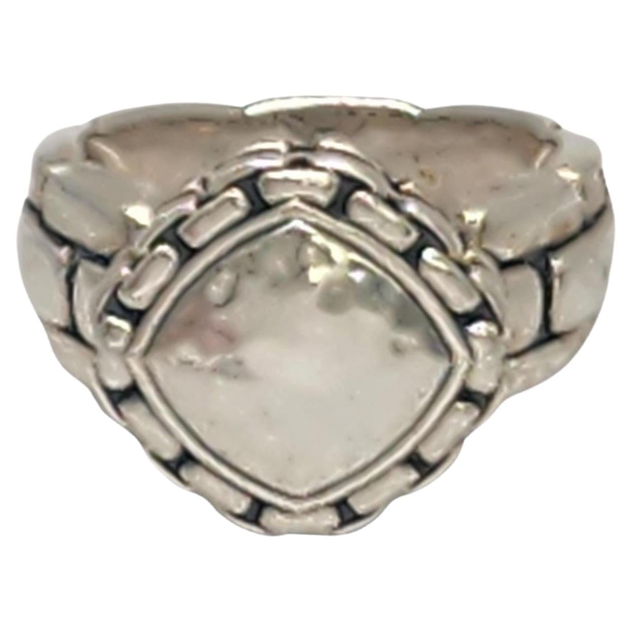 JAI by John Hardy Sterling Silver Hammered Box Chain Ring Size 7 #17359