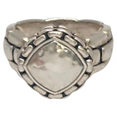 JAI by John Hardy Sterling Silver Hammered Box Chain Ring Size 7 #17359