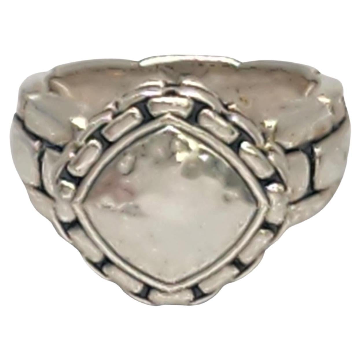 JAI by John Hardy Sterling Silver Hammered Box Chain Ring Size 7 #20000
