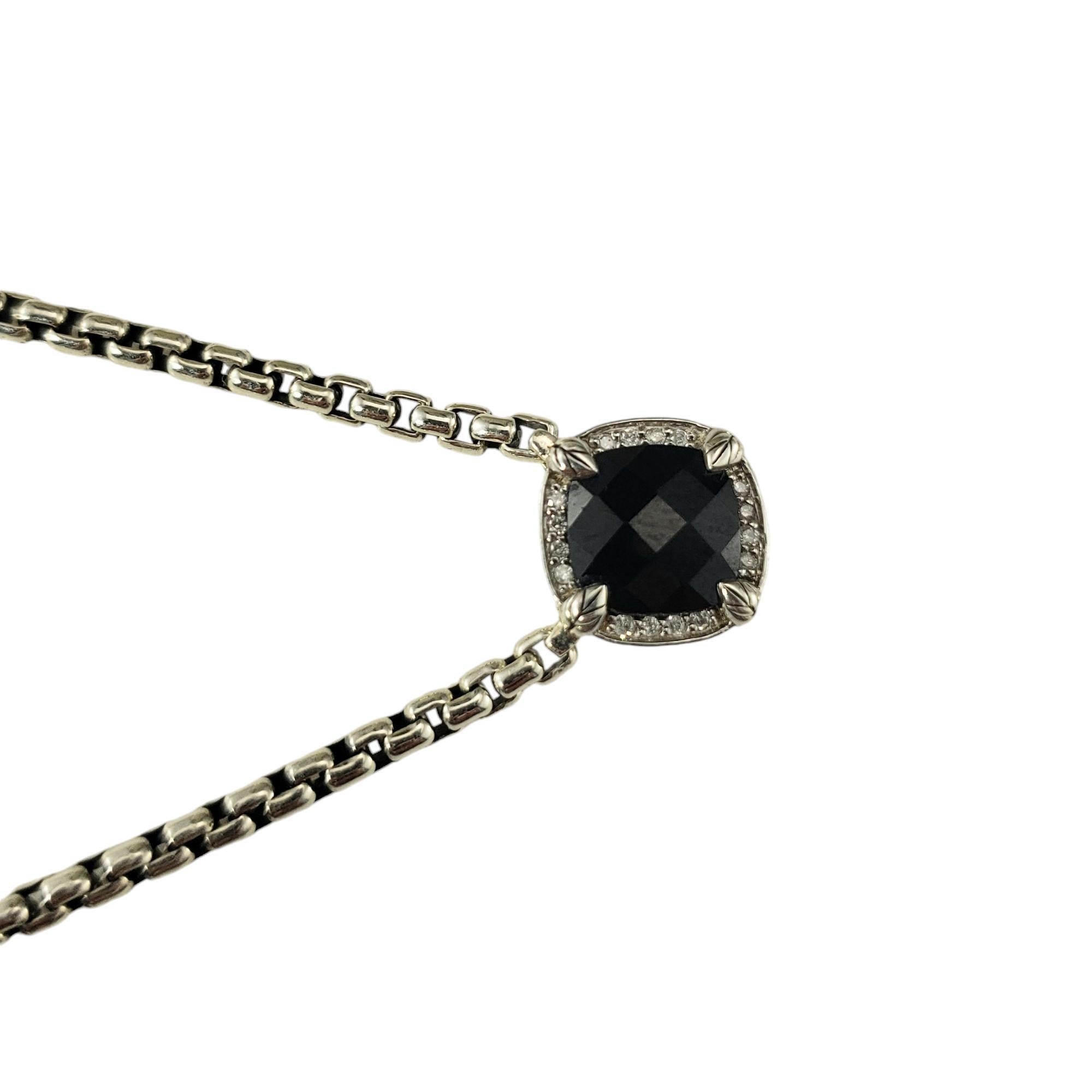 Cushion Cut JAi by John Hardy Sterling Silver Onyx and Diamond Pendant Necklace #18518