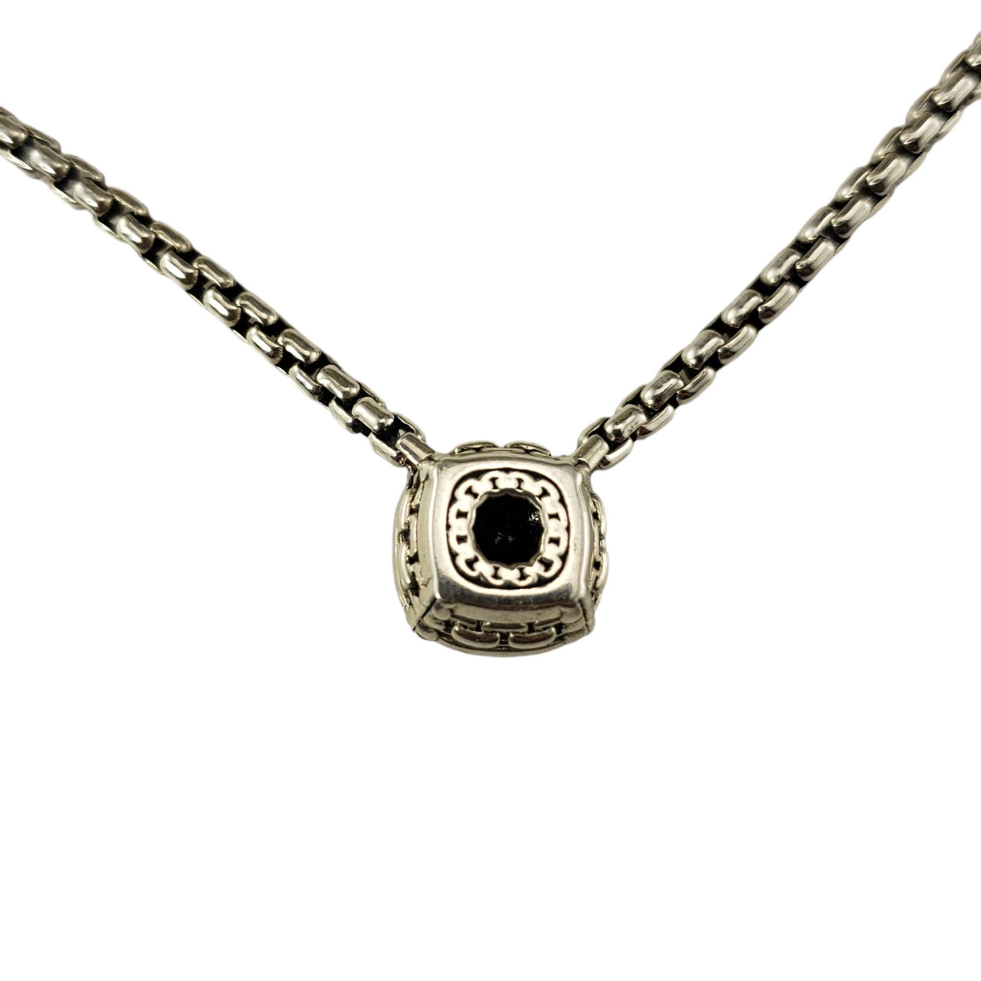 JAi by John Hardy Sterling Silver Onyx and Diamond Pendant Necklace #18518 In Good Condition In Washington Depot, CT