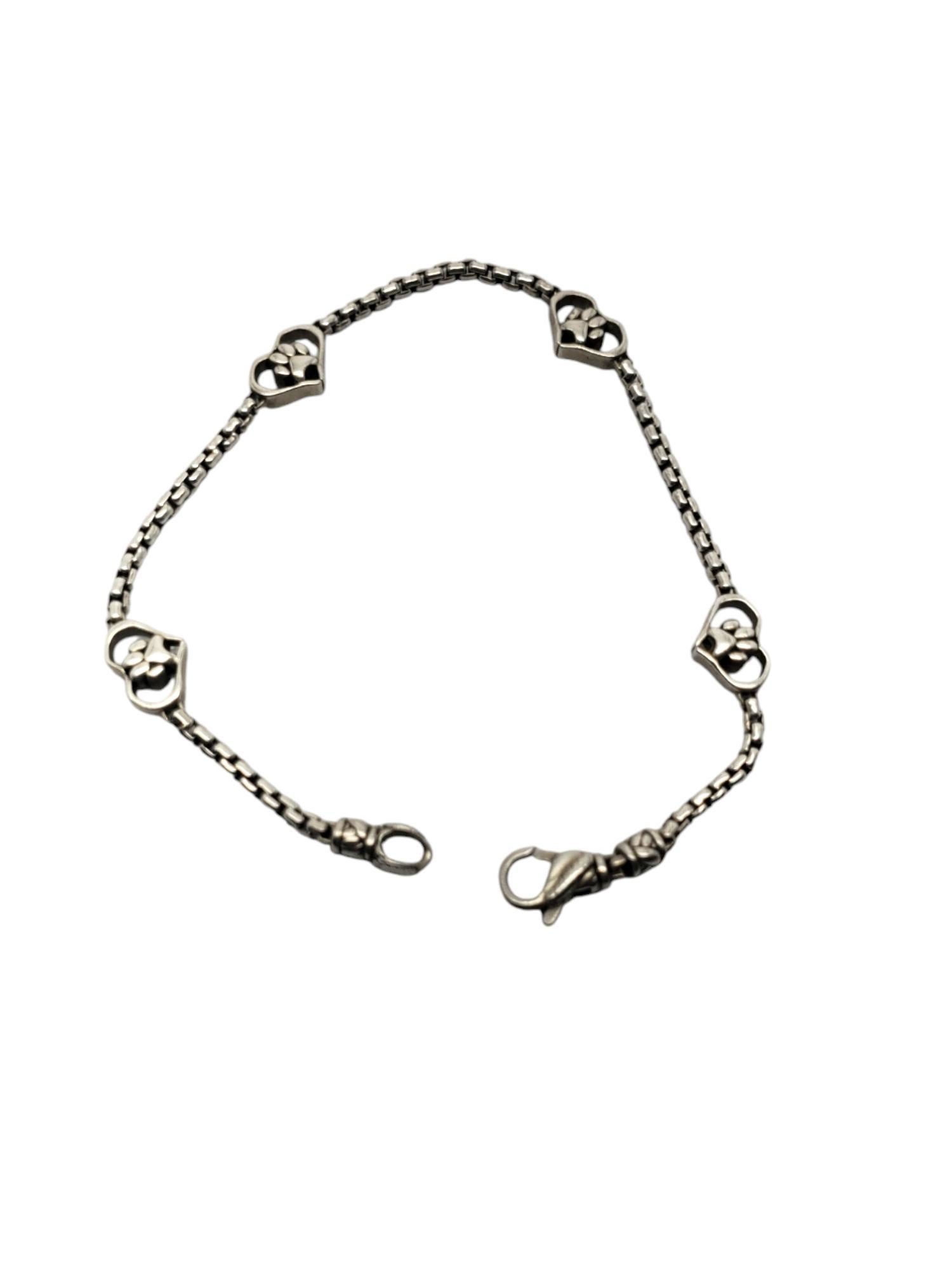 JAI by John Hardy Sterling Silver Paw Print Link Bracelet #20557 In Good Condition In Washington Depot, CT