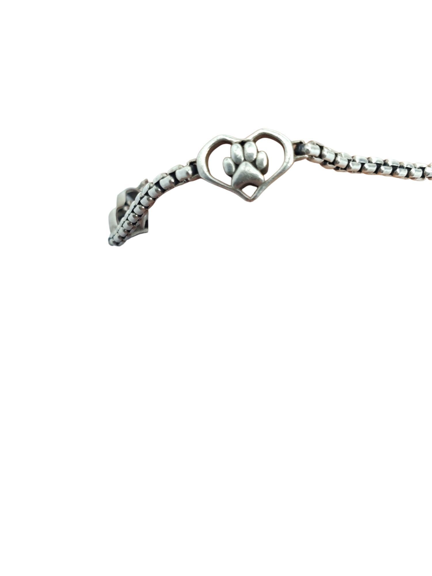 JAI by John Hardy Sterling Silver Paw Print Link Bracelet #20557 2
