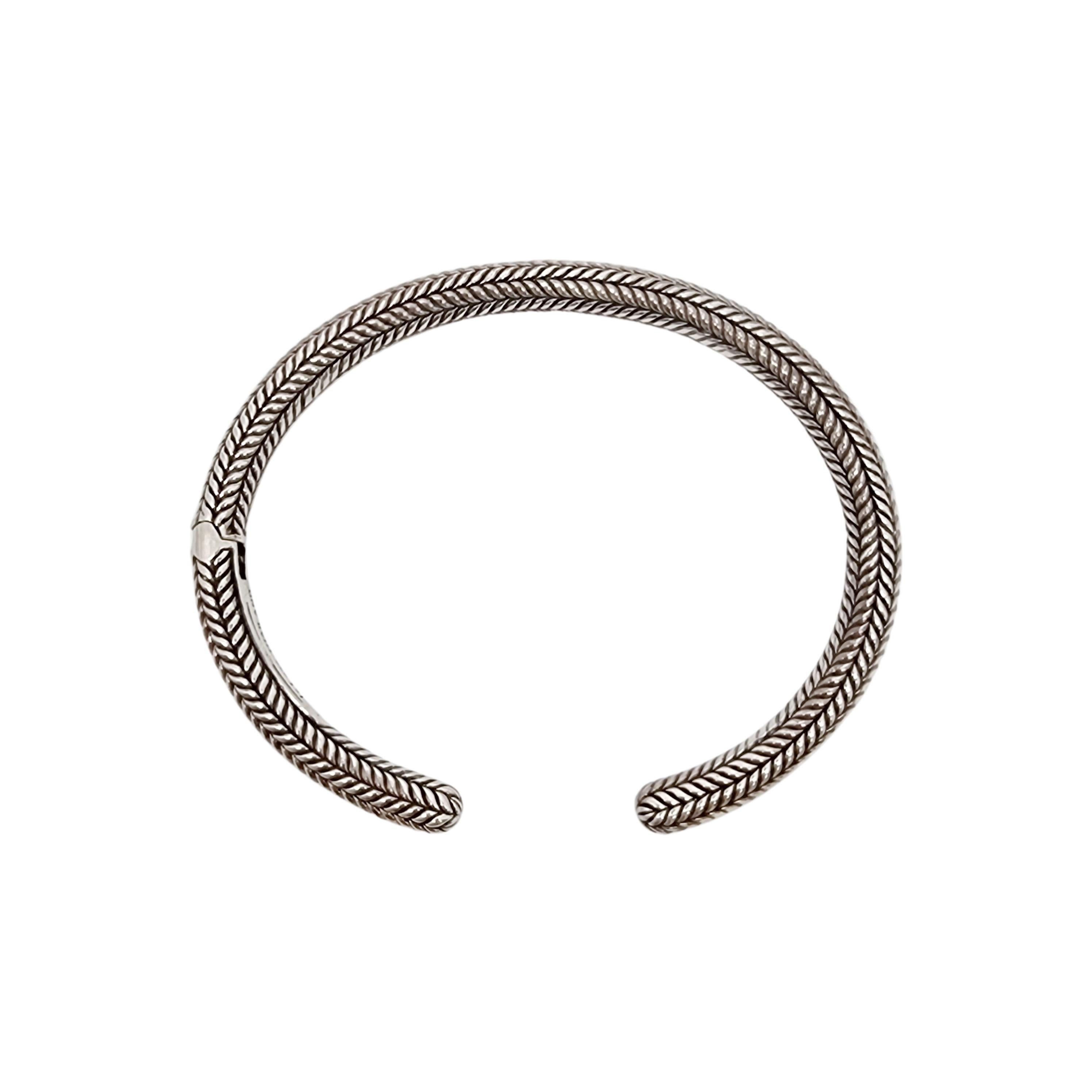 JAI by John Hardy Sterling Silver Woven Hinged Cuff Bracelet #17255 In Good Condition In Washington Depot, CT