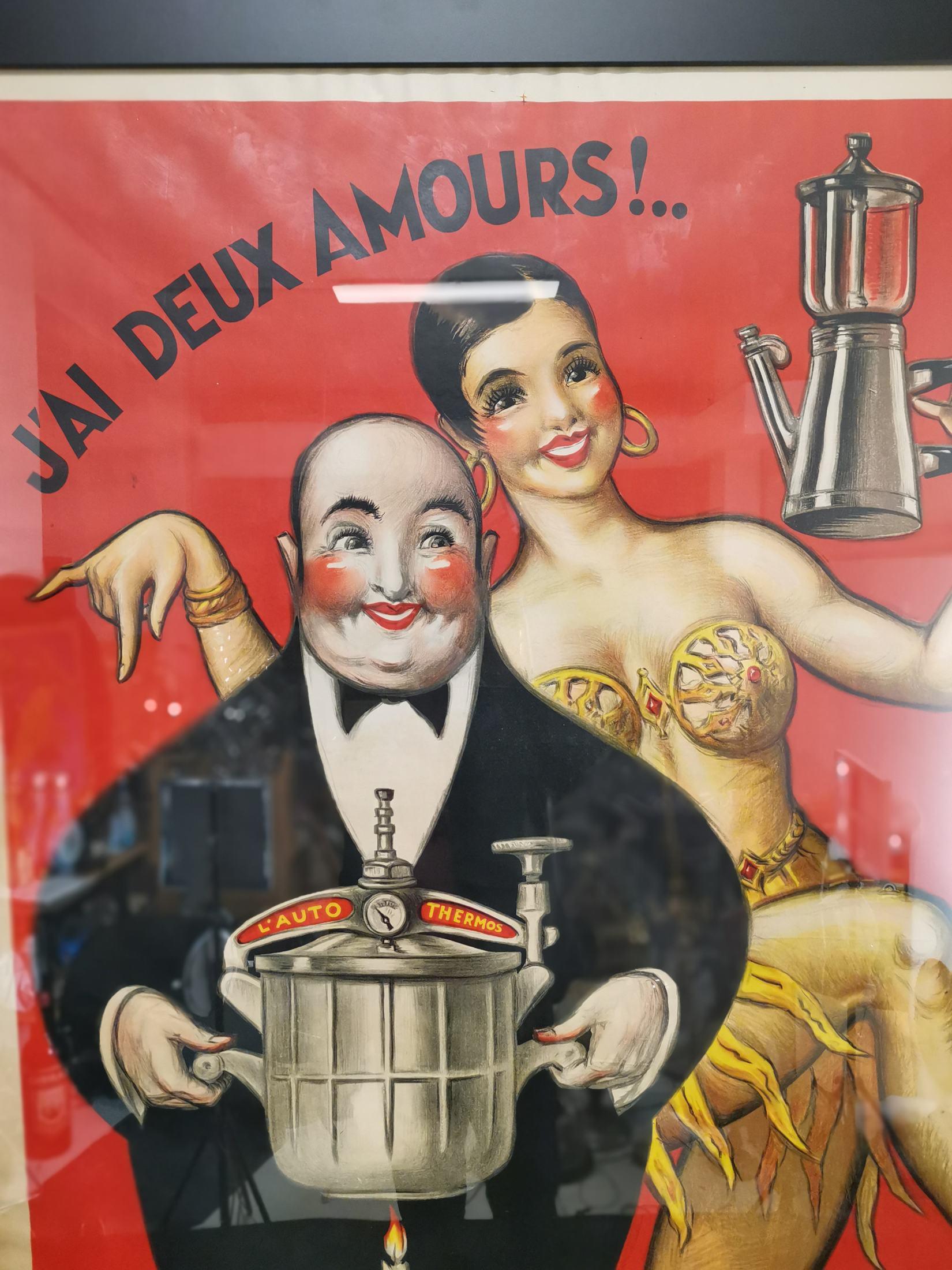Hand-Painted J'ai Deux Amour “I have two loves” from 1946 Created by Artist Paul Mohr For Sale