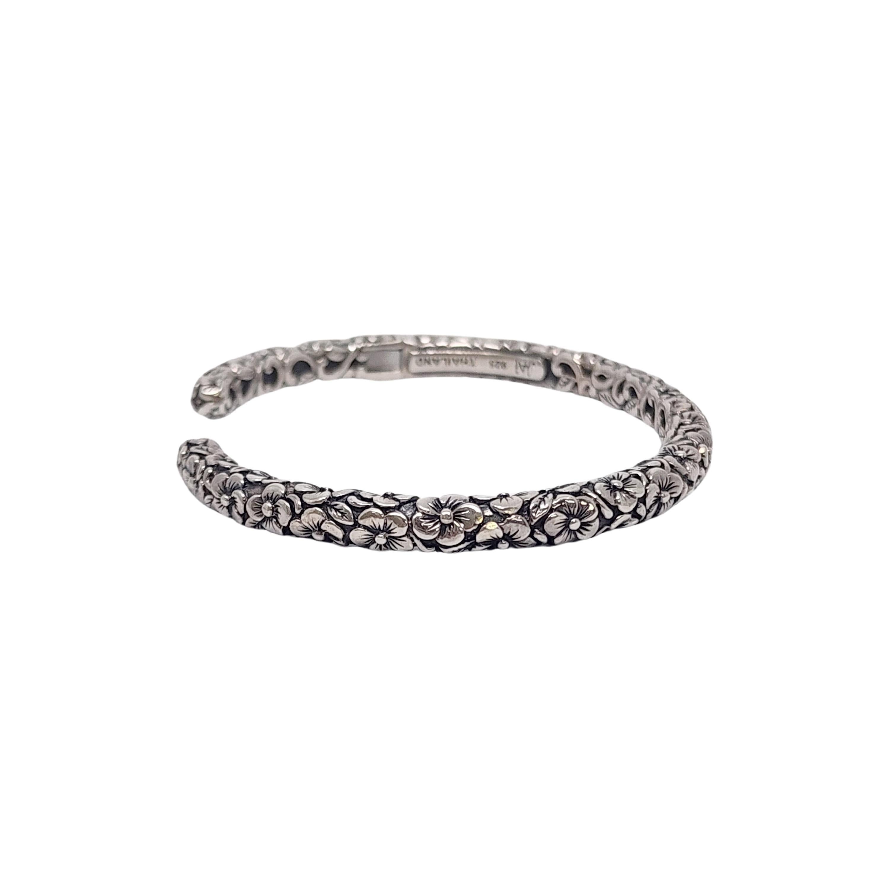 Women's JAI John Hardy Sterling Silver Forget Me Not Flower Hinged Cuff Bracelet 17256