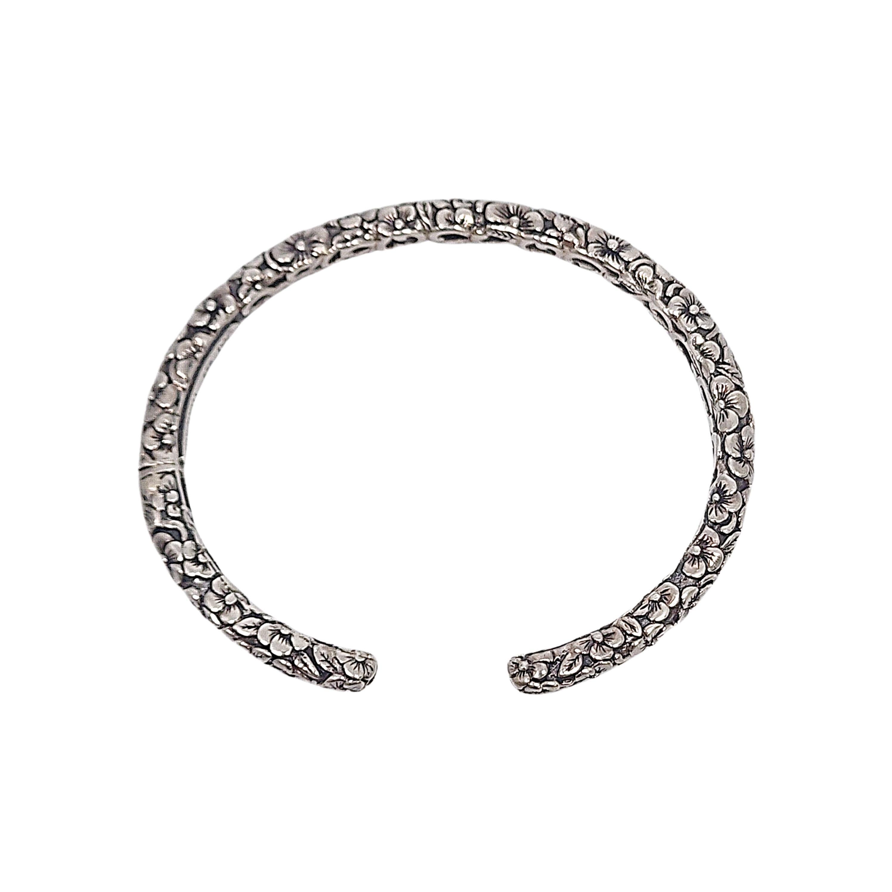 JAI John Hardy Sterling Silver Forget Me Not Flower Hinged Cuff Bracelet 17256 1