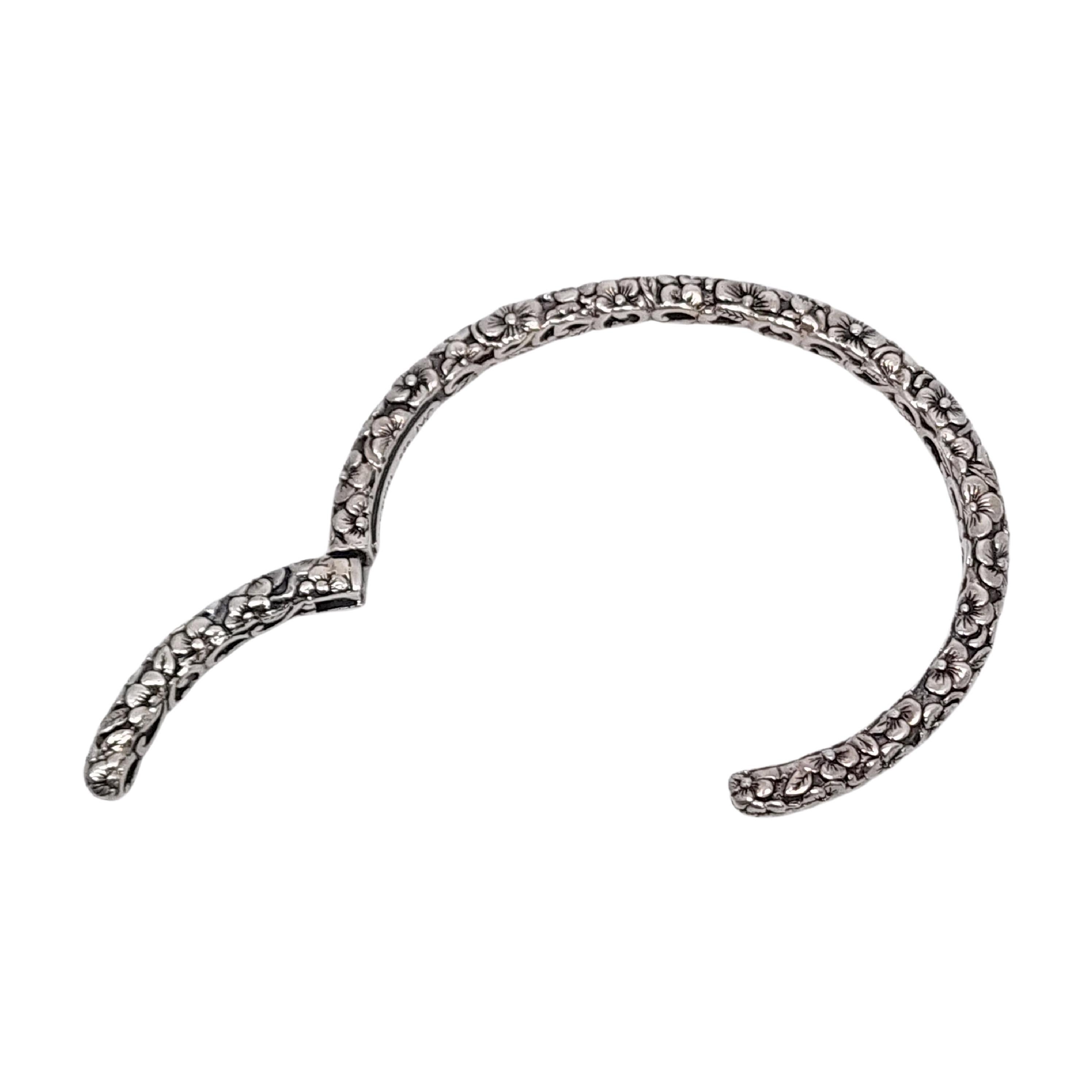 JAI John Hardy Sterling Silver Forget Me Not Flower Hinged Cuff Bracelet 17256 2