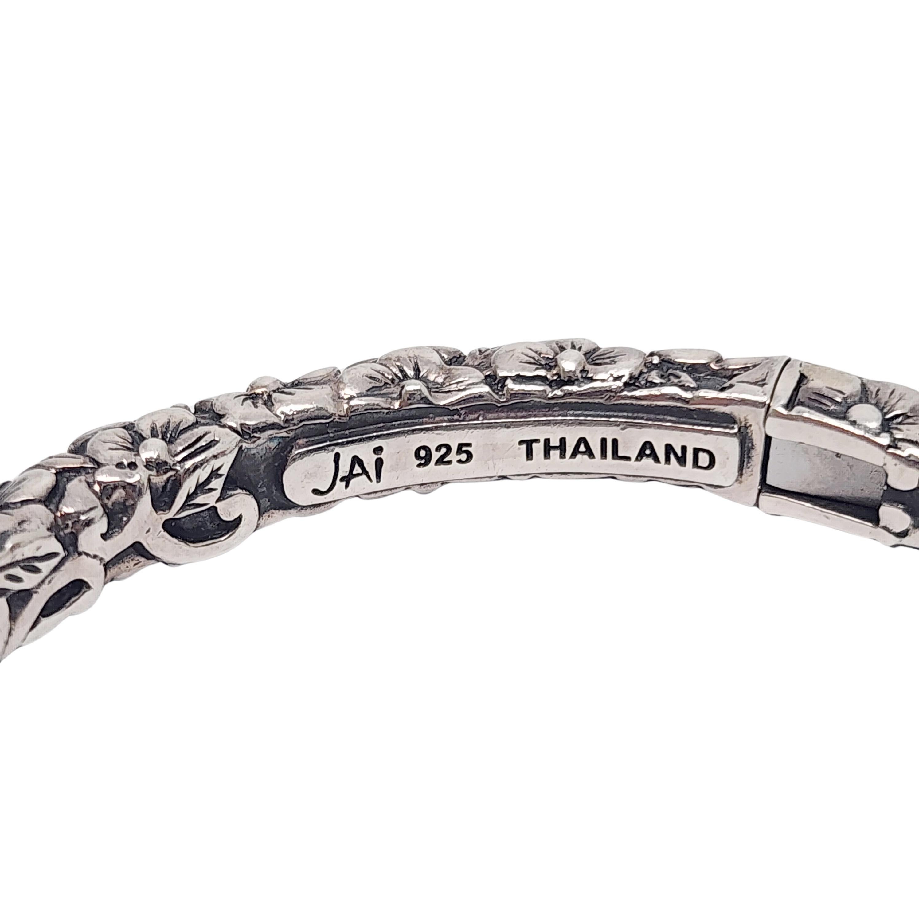 JAI John Hardy Sterling Silver Forget Me Not Flower Hinged Cuff Bracelet 17256 4