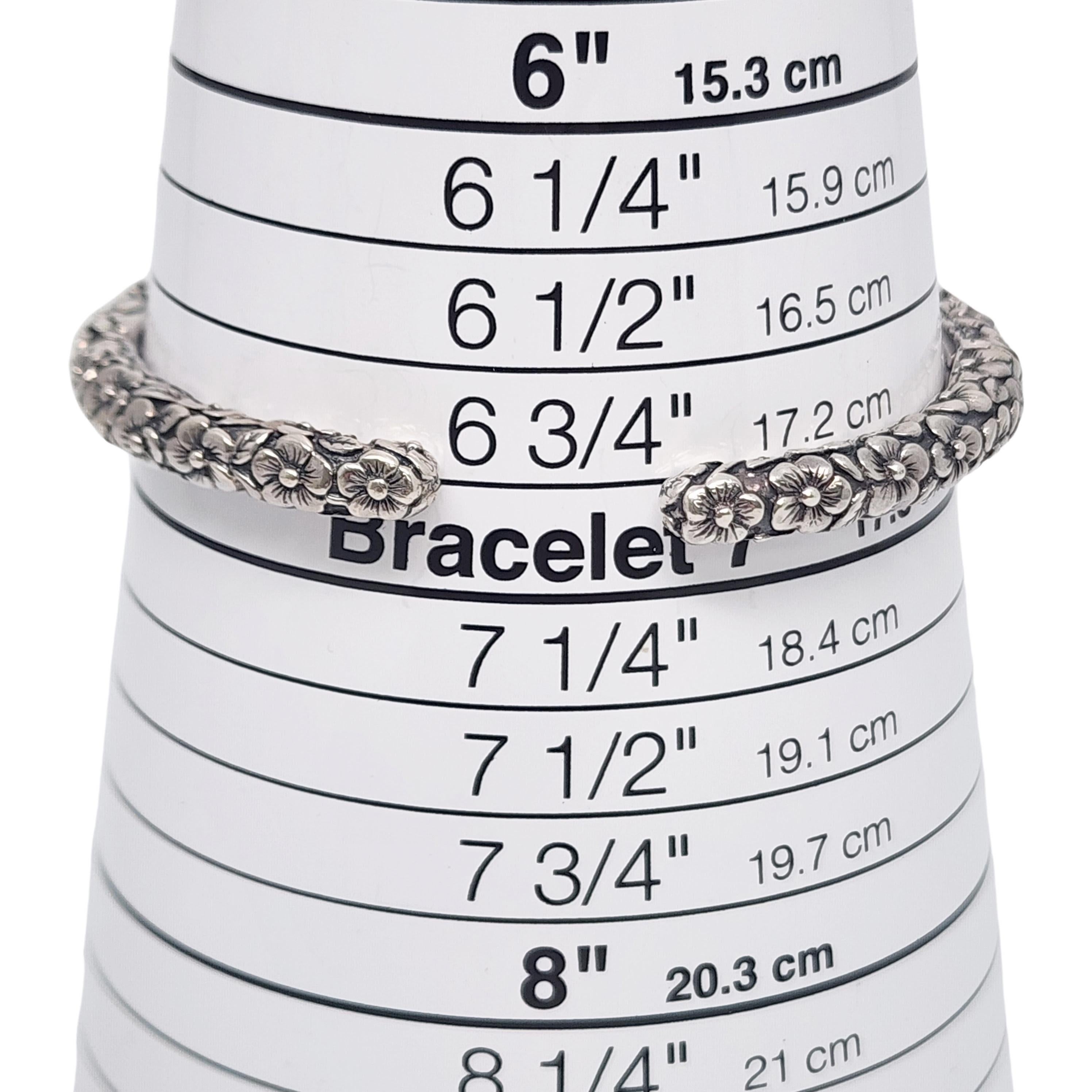 JAI John Hardy Sterling Silver Forget Me Not Flower Hinged Cuff Bracelet 17256 4