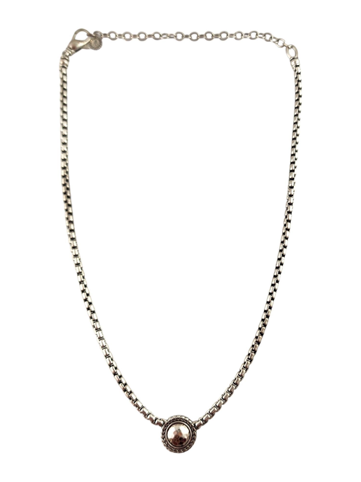 JAi John Hardy Sterling Silver Hammered Circle Pendant Necklace

This beautiful sterling silver adjustable necklace with a hammered circle pendant was created by amazing designer John Hardy!

Chain length: 16