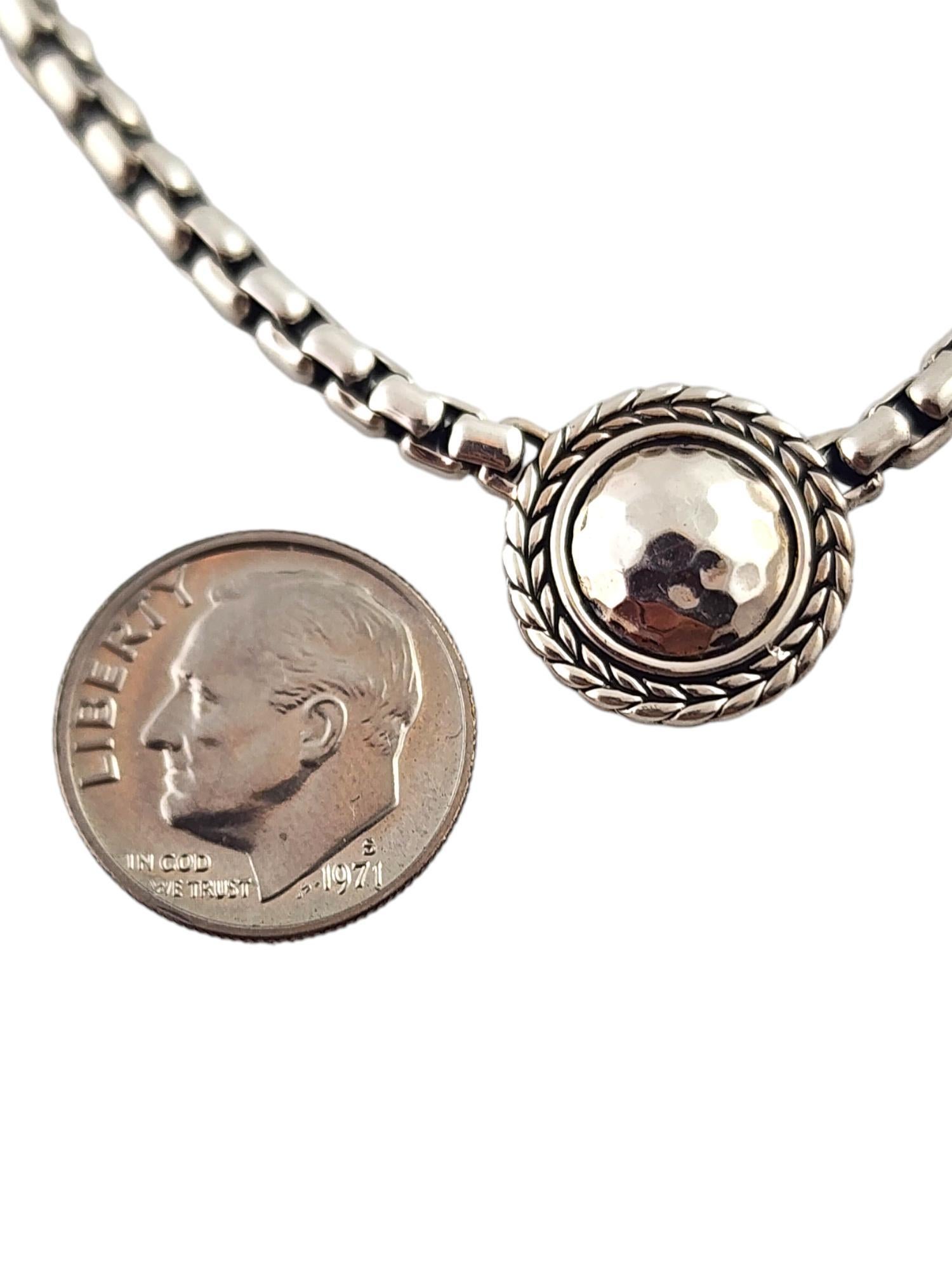 JAi John Hardy Sterling Silver Hammered Circle Pendant Necklace #19068 2