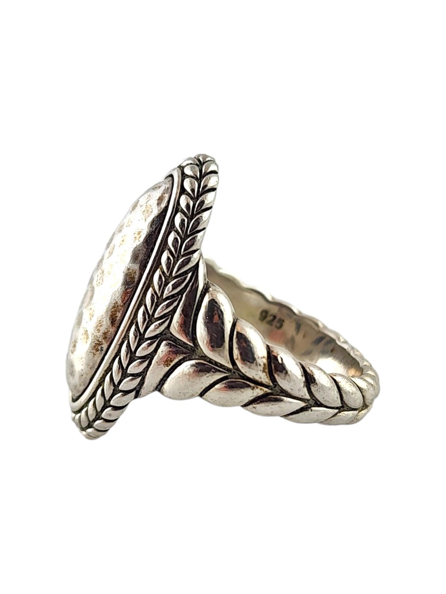 JAi John Hardy Sterling Silver Oval Hammered Ring Size 7

This beautiful oval ring by JAi John Hardy was meticulously crafted from sterling silver in a gorgeous, hammered texture!

Ring size: 7
Shank: 3.90mm
Front: 24.35mm X 14.50mm X