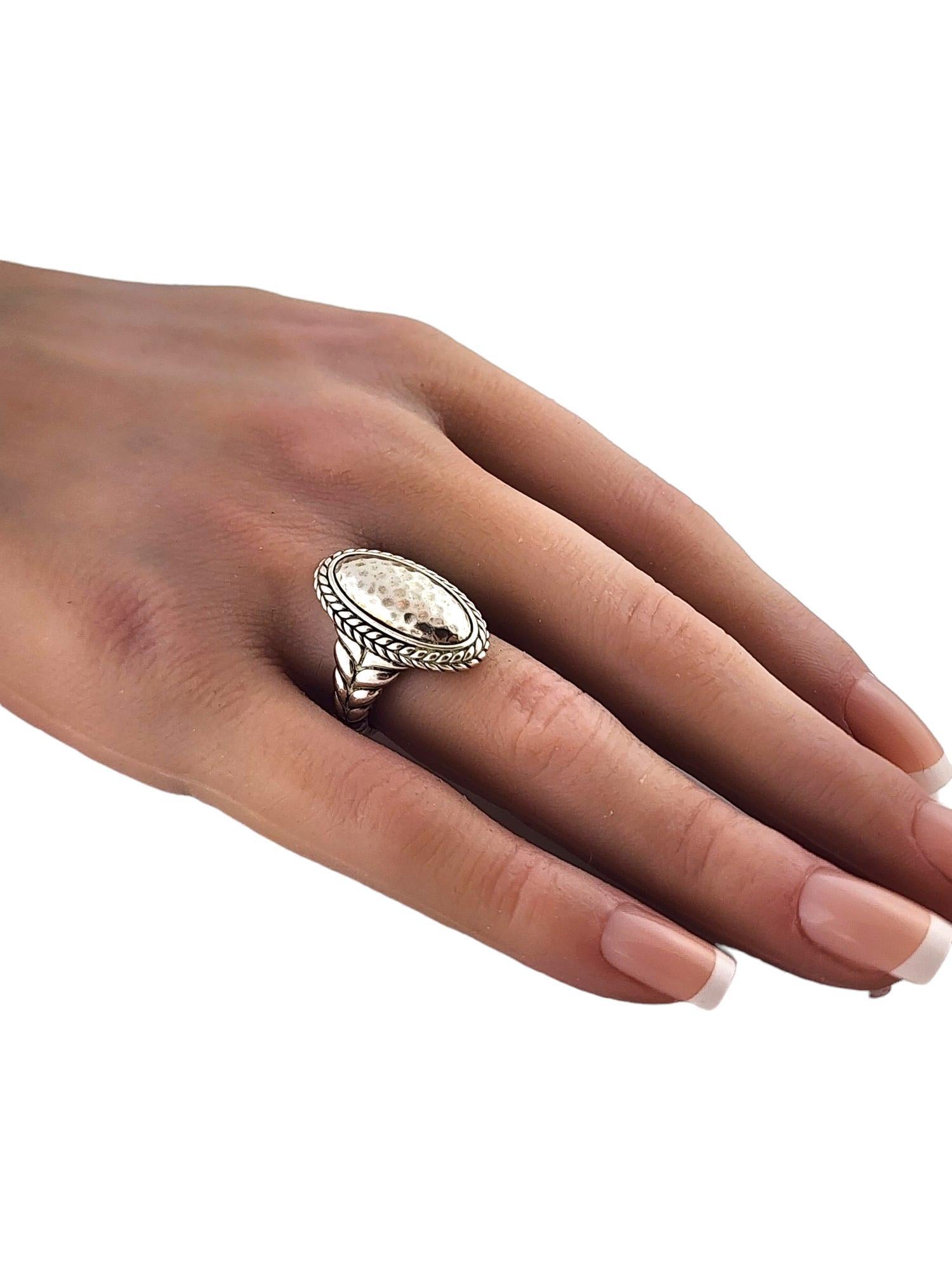 JAi John Hardy Sterling Silver Oval Hammered Ring Size 7 #18376 2